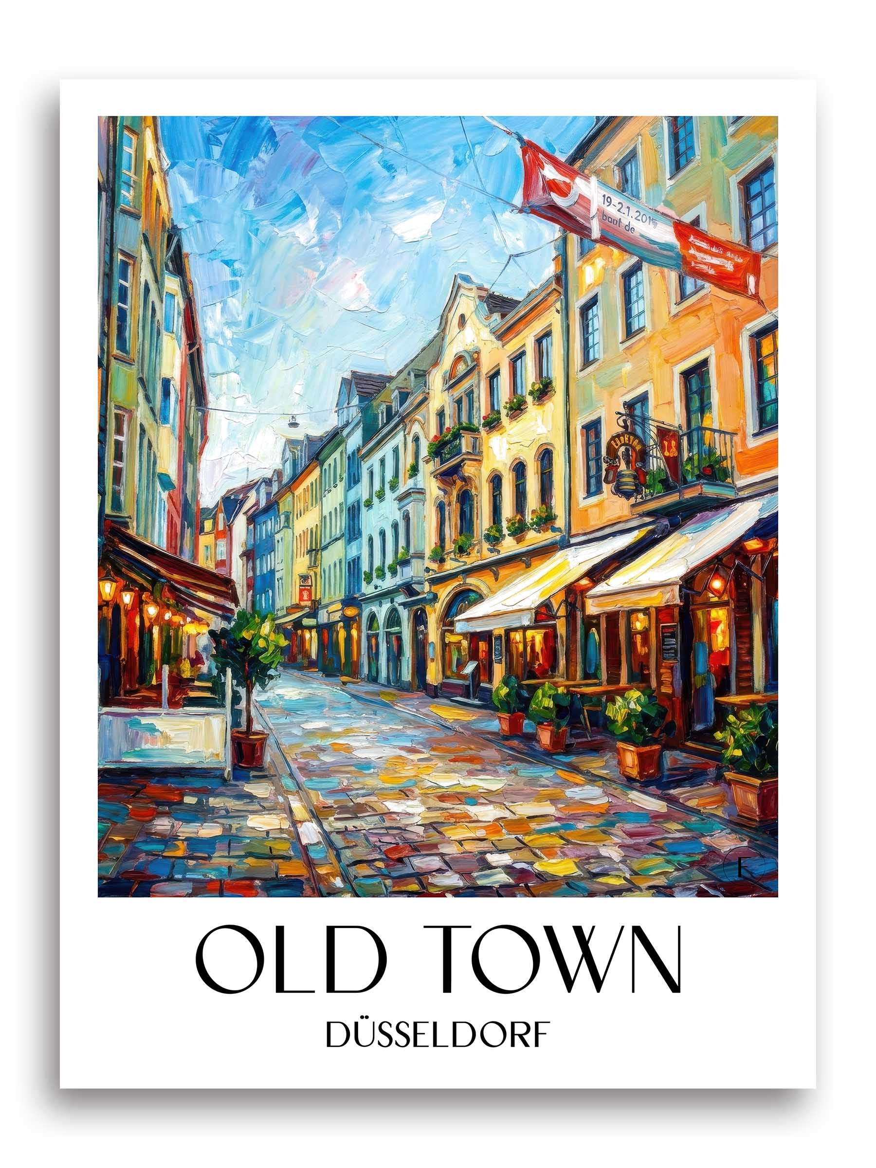 Altstadt Poster - Düsseldorf - Deutschland Kunstdruck - Ölgemälde von A4 bis A1 - favplace