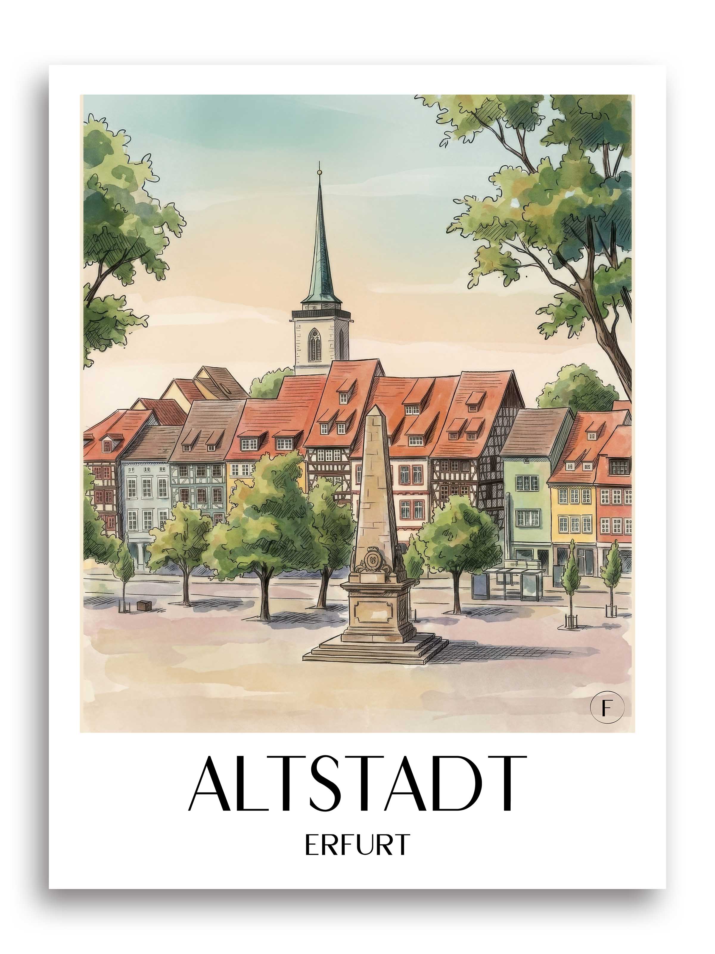 altstadt-erfurt-deutschland-poster-aquarell