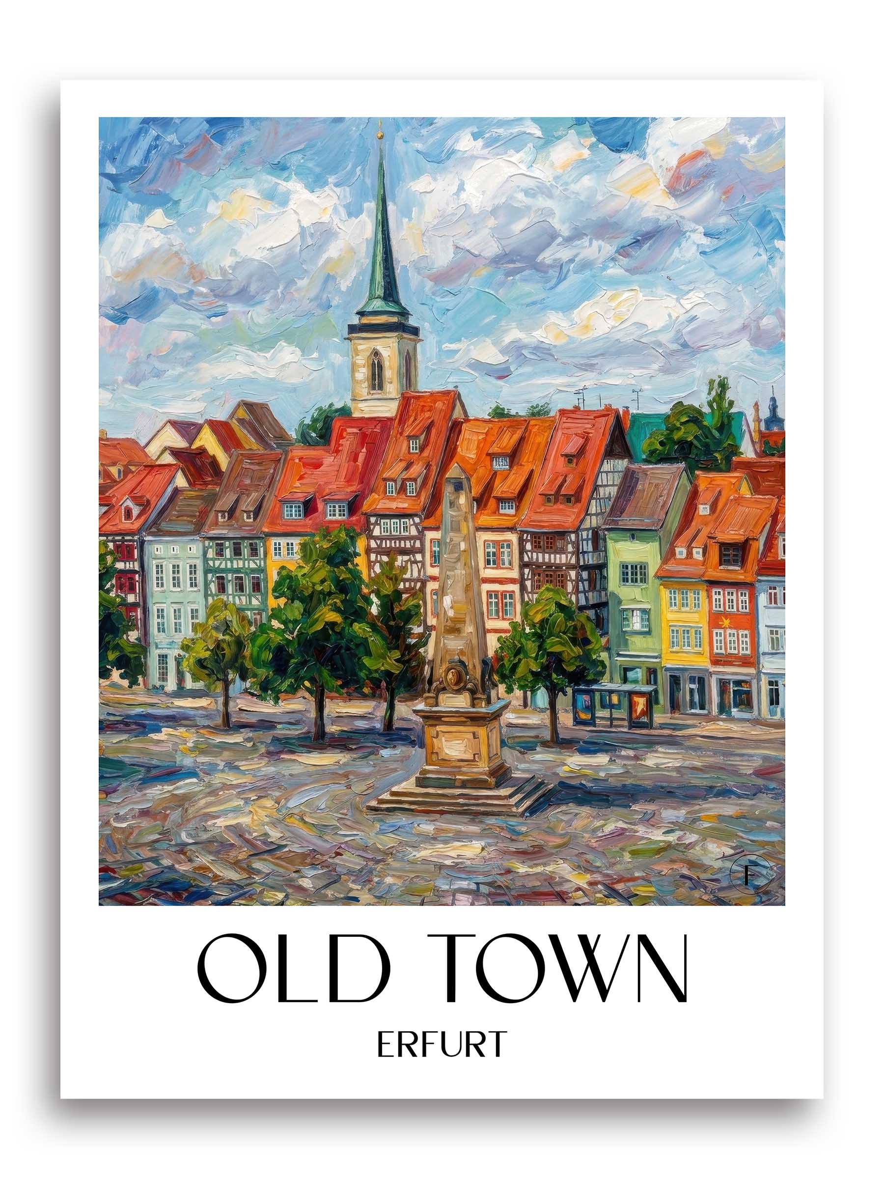 Altstadt Poster - Erfurt - Deutschland Kunstdruck - Ölgemälde von A4 bis A1 - favplace