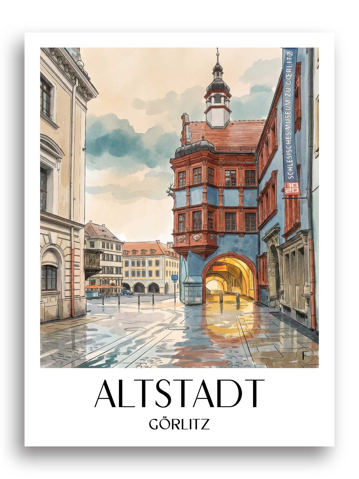 altstadt-görlitz-deutschland-poster-aquarell