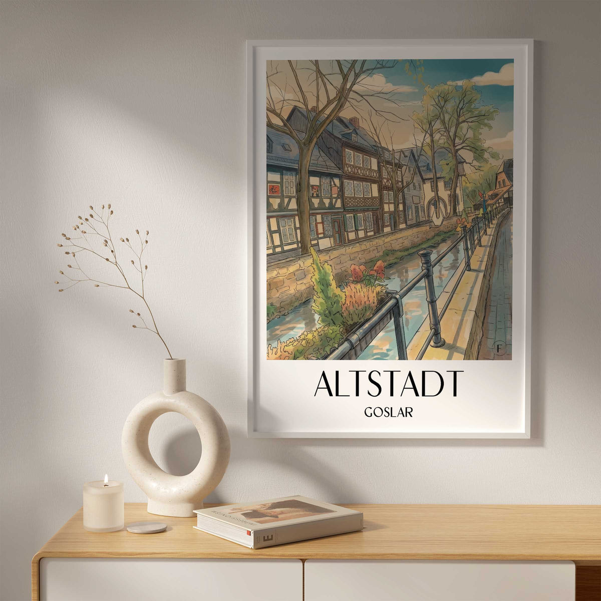 altstadt-goslar-deutschland-poster-aquarell
