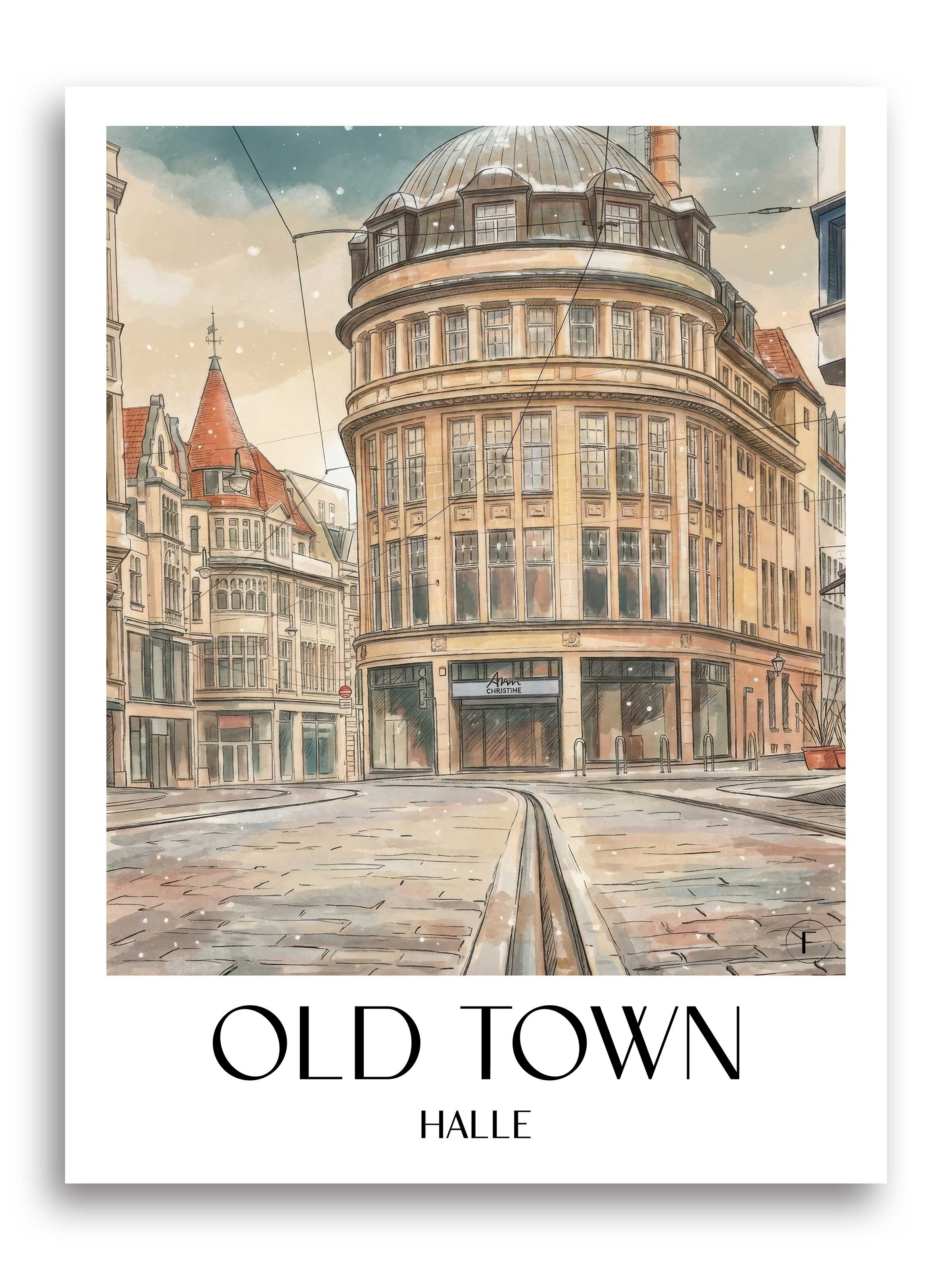 Altstadt Poster - Halle - Deutschland Kunstdruck - Aquarell von A4 bis A1 - favplace