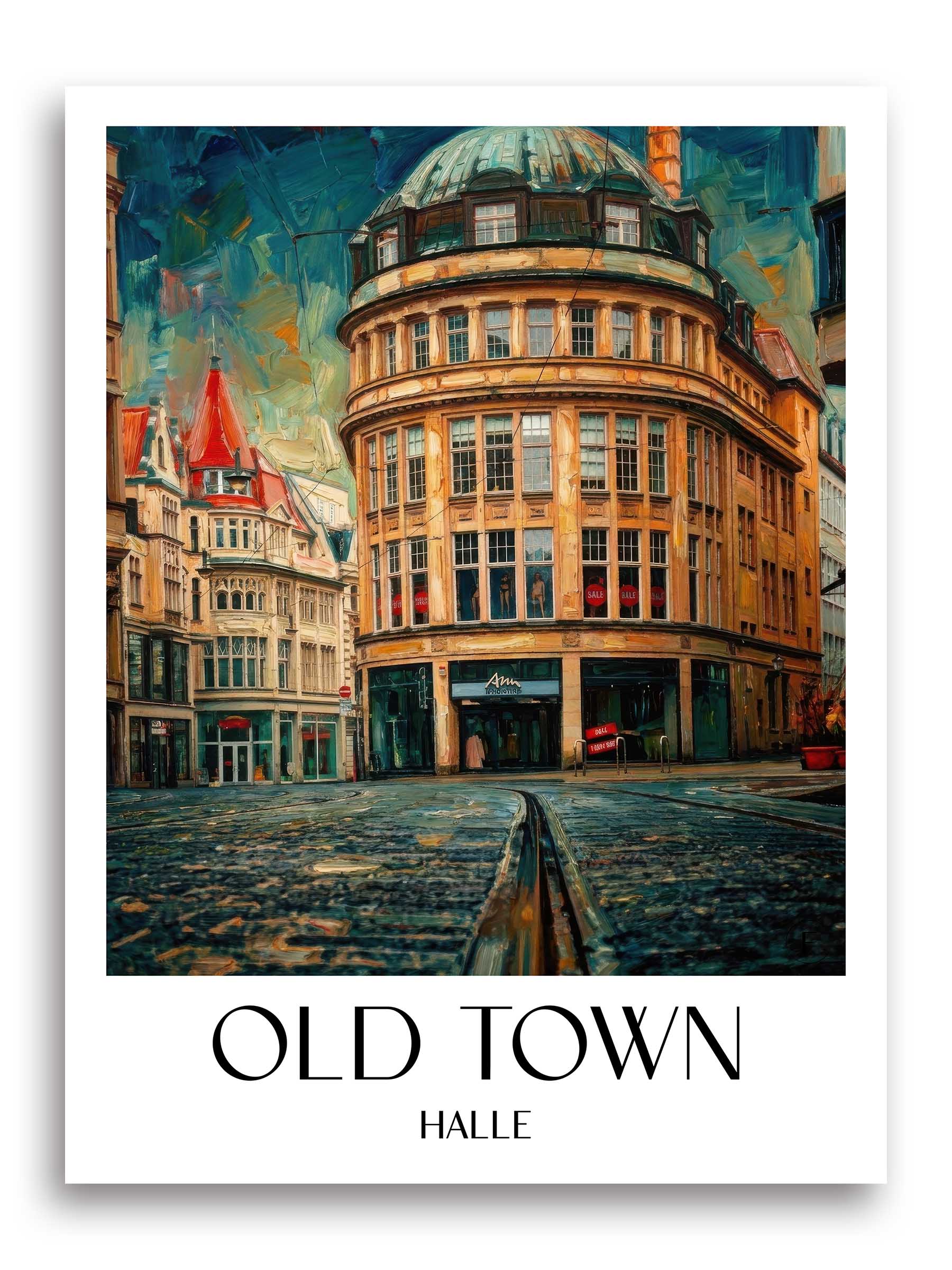 Altstadt Poster - Halle - Deutschland Kunstdruck - Ölgemälde von A4 bis A1 - favplace