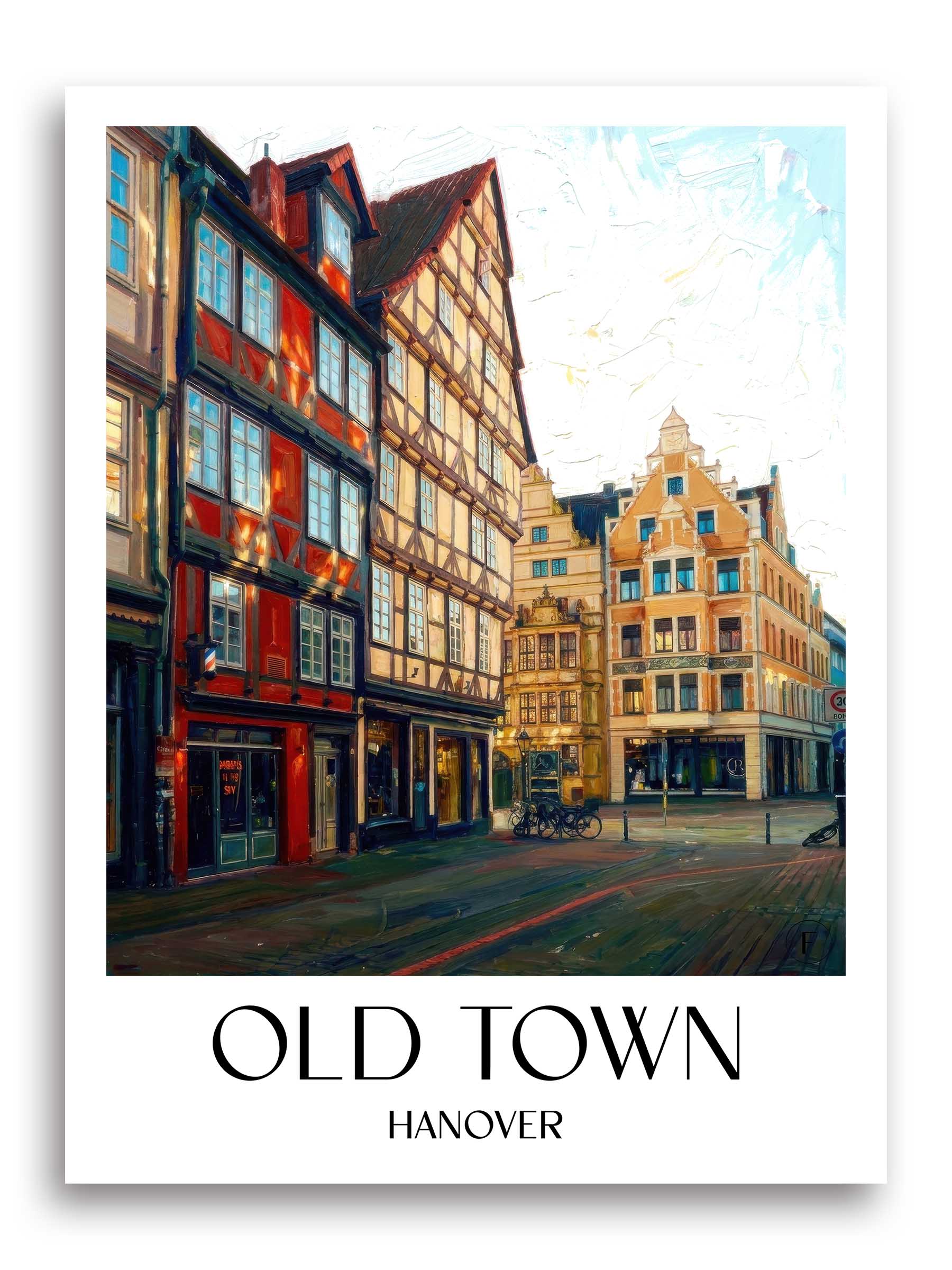 Altstadt Poster - Hannover - Deutschland Kunstdruck - Ölgemälde von A4 bis A1 - favplace