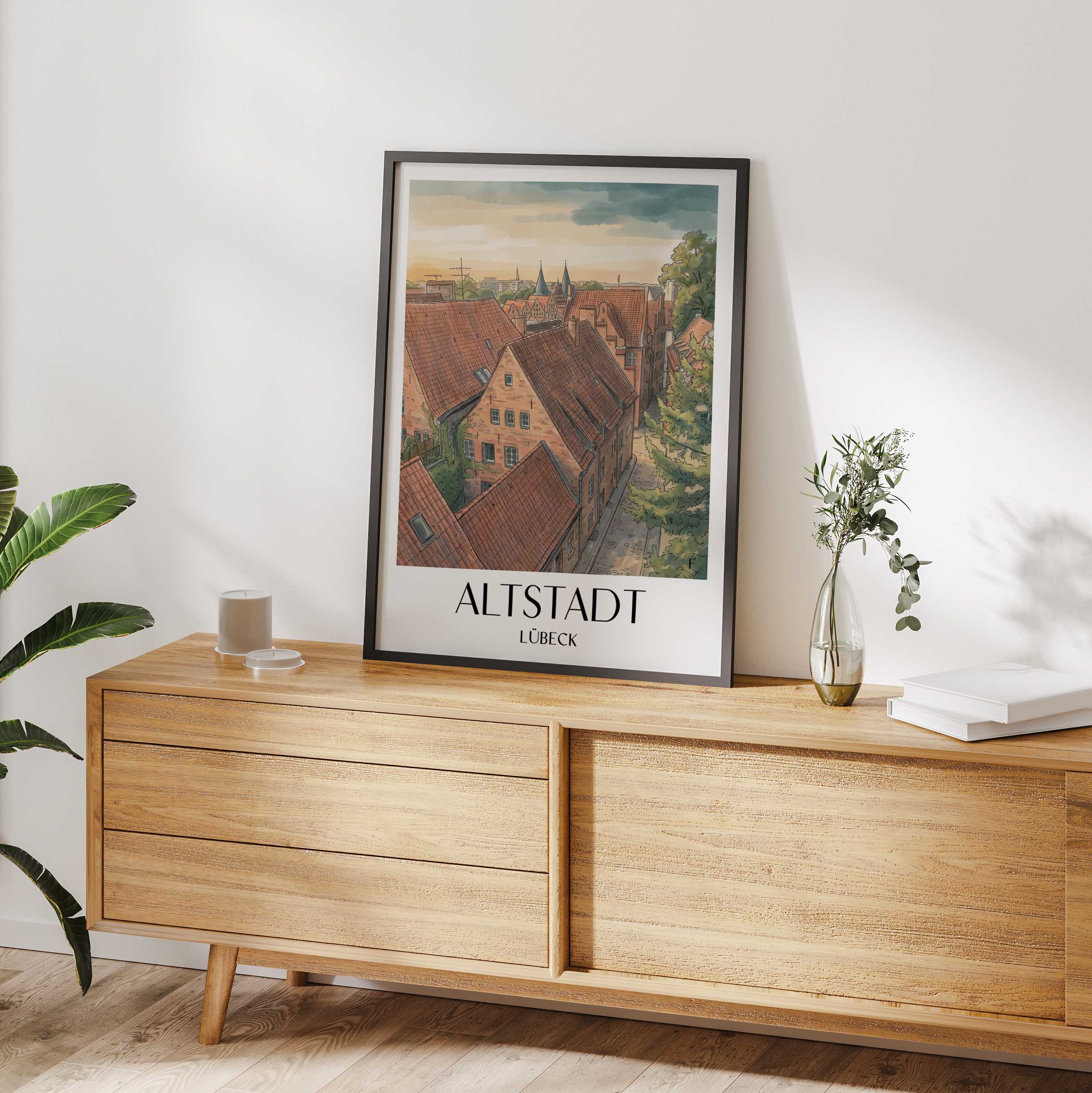 altstadt-lübeck-deutschland-poster-aquarell