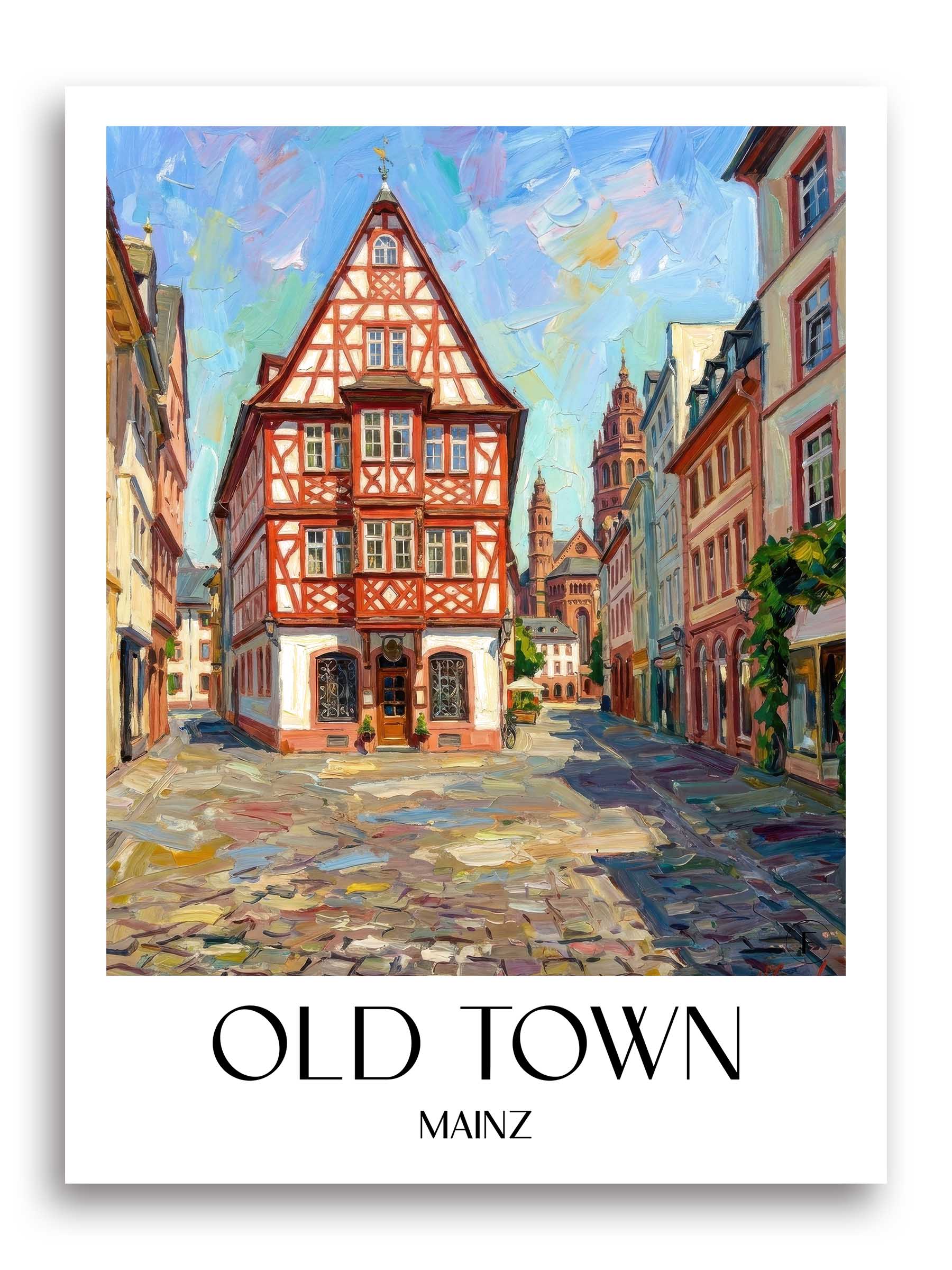 Altstadt Poster - Mainz - Deutschland Kunstdruck - Ölgemälde von A4 bis A1 - favplace