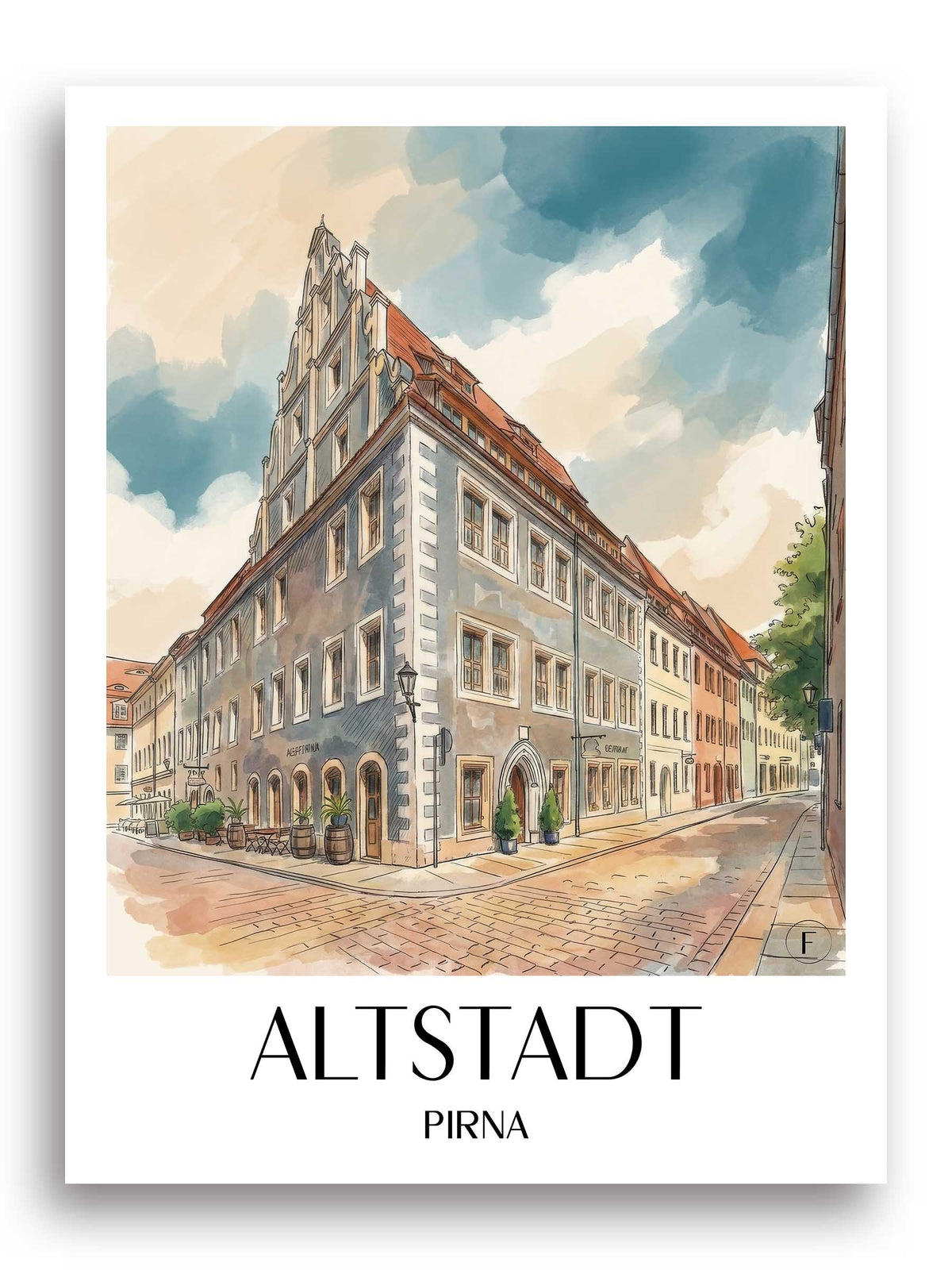 altstadt-pirna-deutschland-poster-aquarell