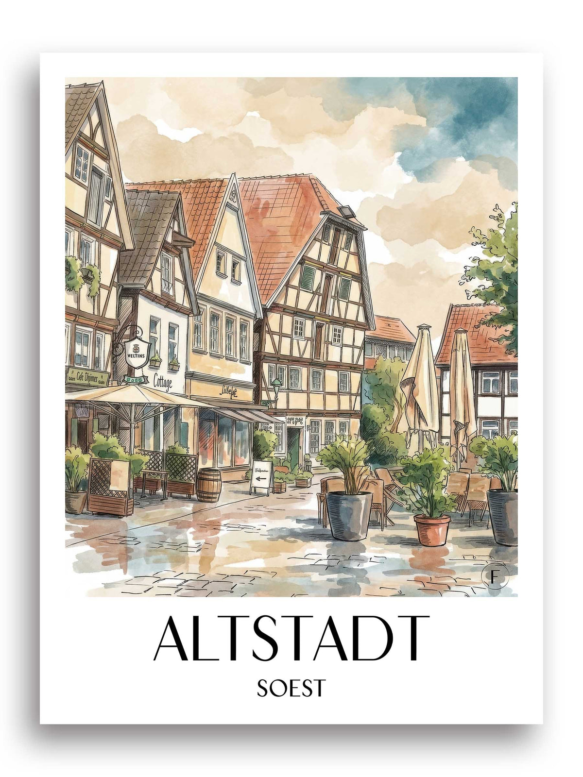 altstadt-soest-deutschland-poster-aquarell