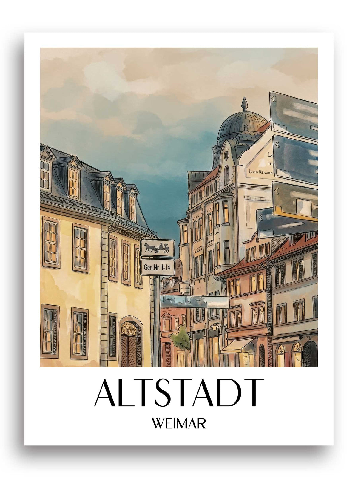 altstadt-weimar-deutschland-poster-aquarell