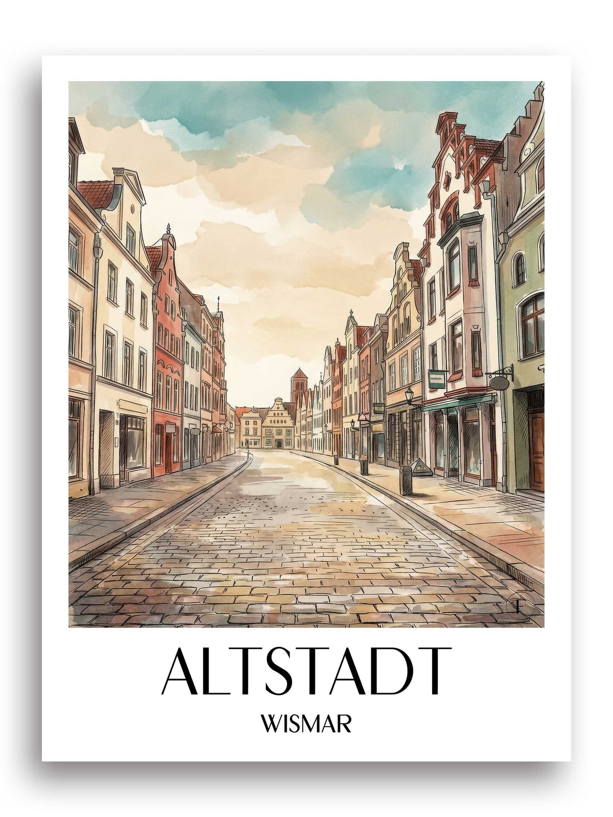 altstadt-wismar-deutschland-poster-aquarell