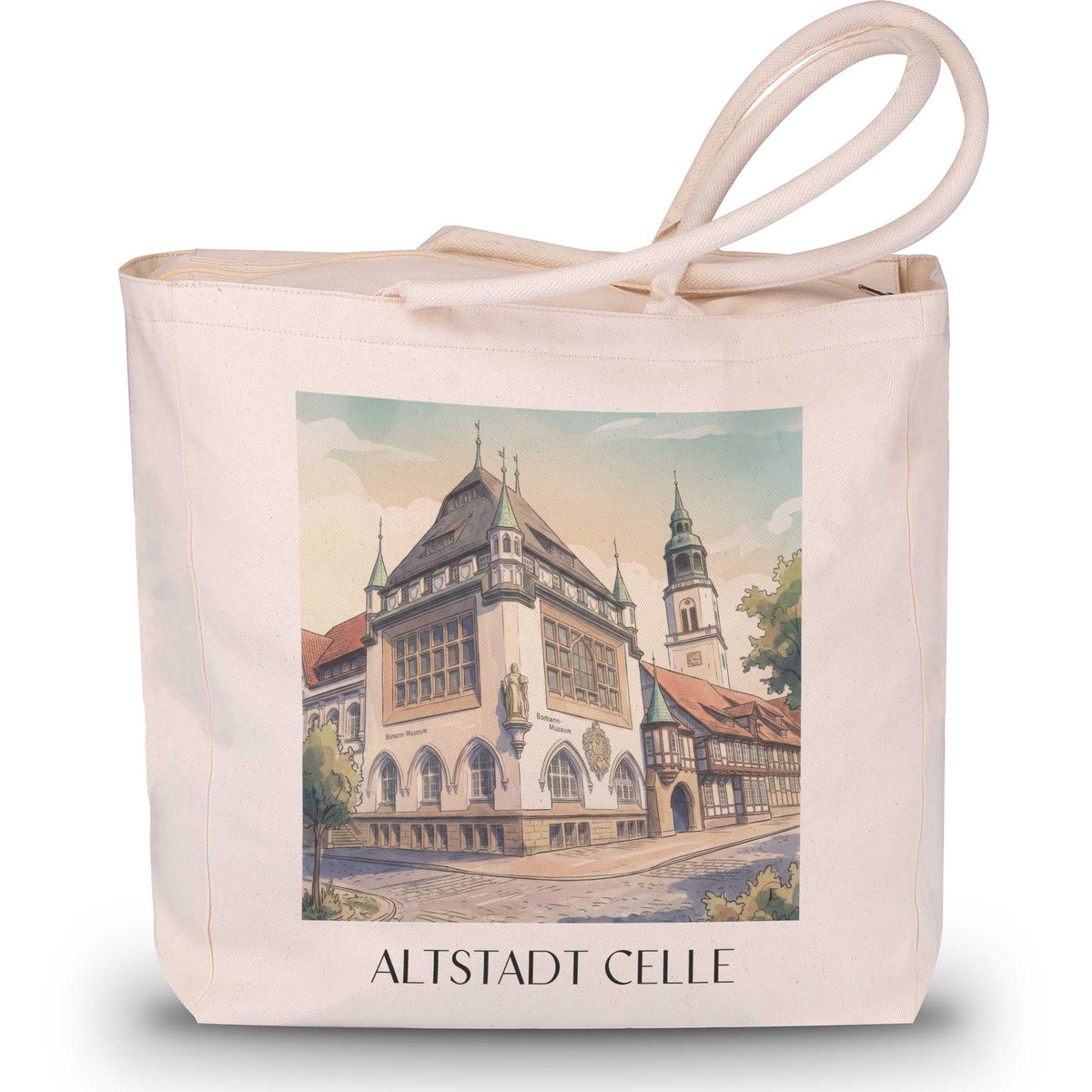 altstadt-celle-deutschland-einkaufstasche-aquarell