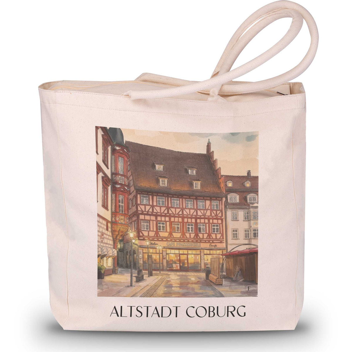 altstadt-coburg-deutschland-einkaufstasche-aquarell