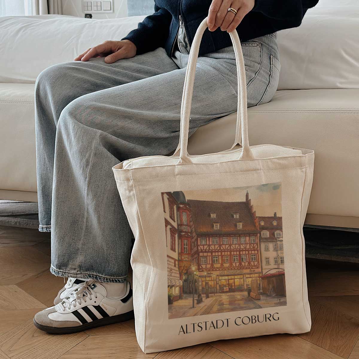 altstadt-coburg-deutschland-einkaufstasche-aquarell