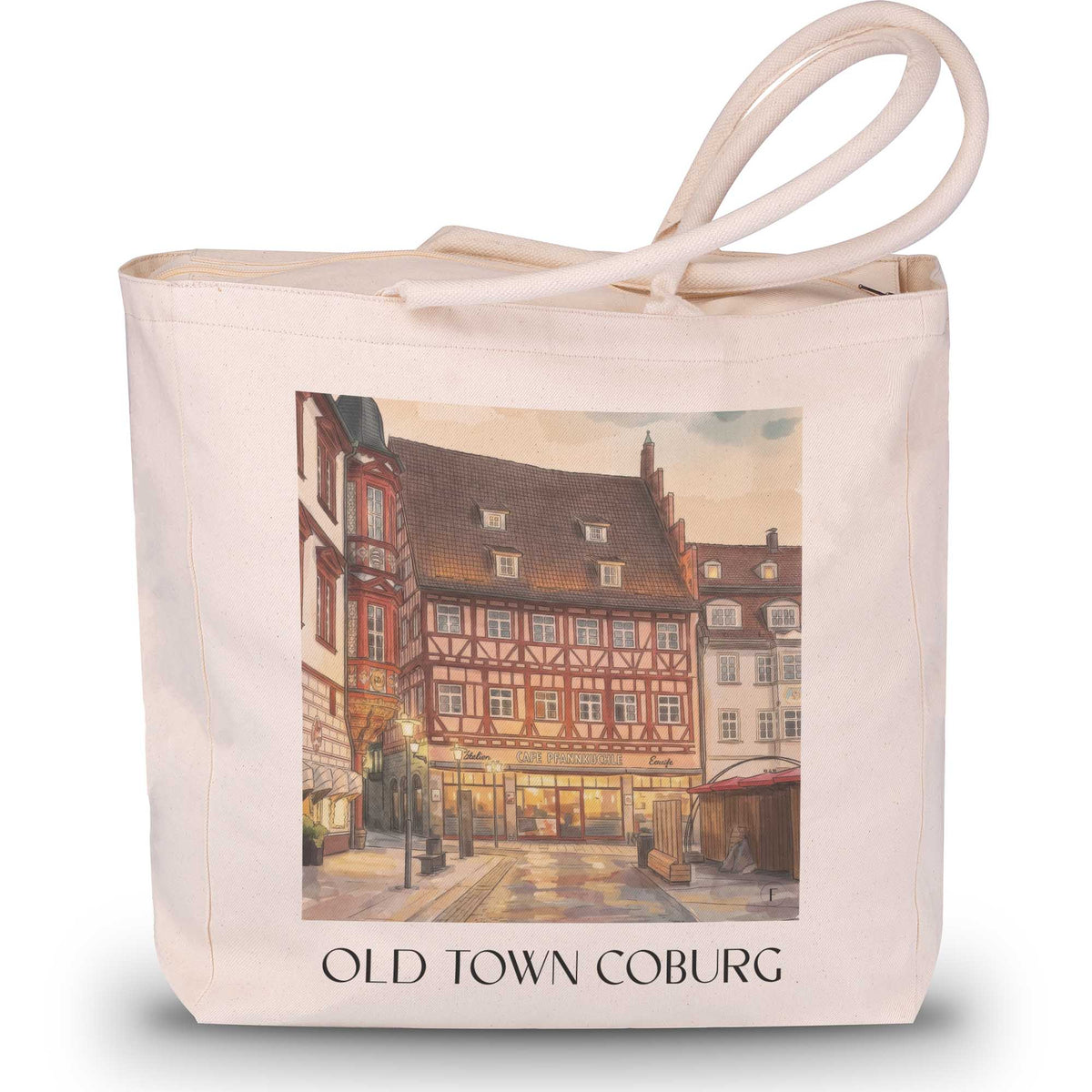 Altstadt Shopping Tasche - Coburg - Deutschland Tote Bag - Einkaufstasche im Aquarell Stil - favplace