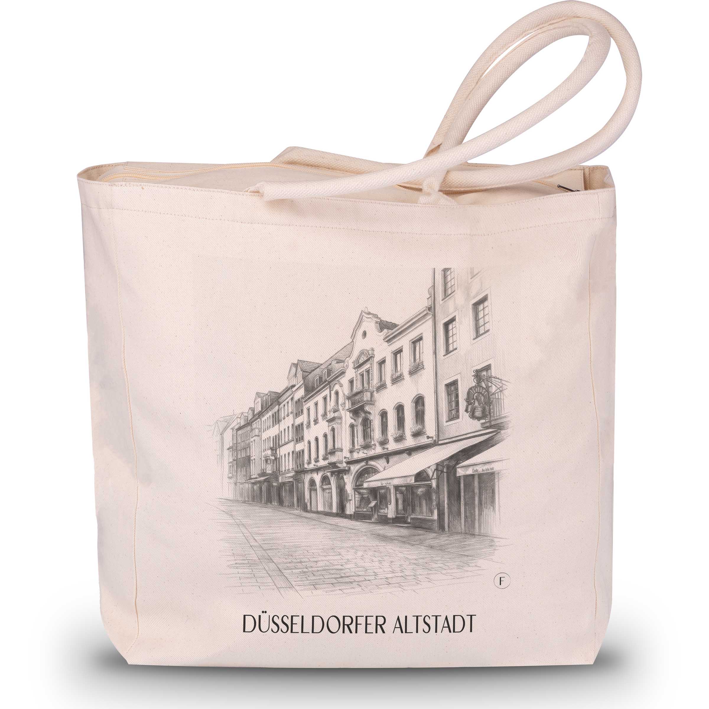 altstadt-düsseldorf-deutschland-einkaufstasche-bleistift-zeichnung-drawing