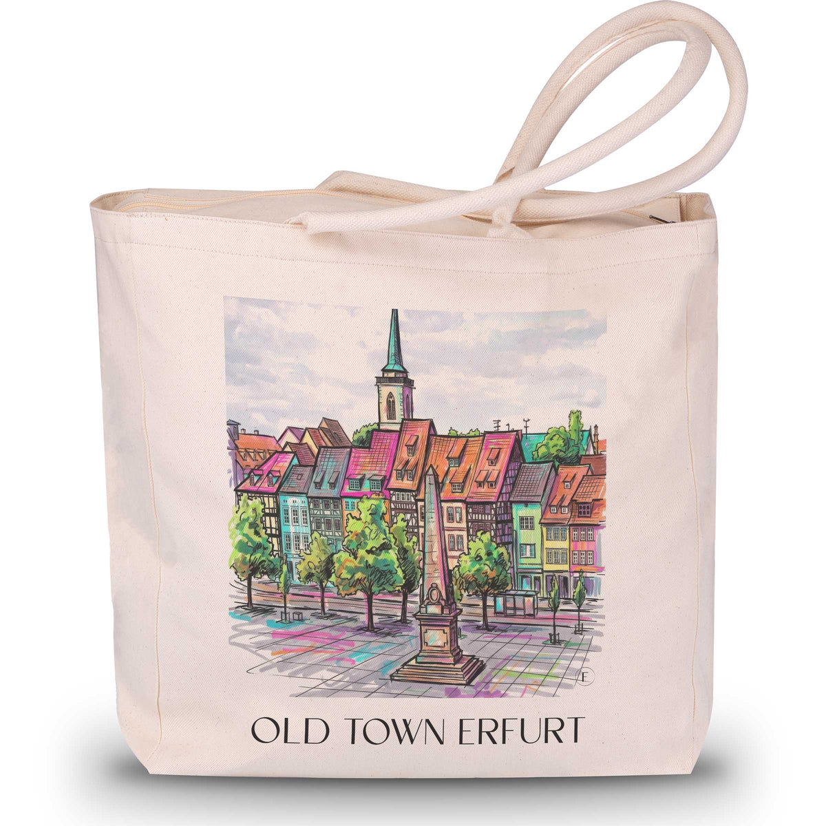 Altstadt Shopping Tasche - Erfurt - Deutschland Tote Bag - Einkaufstasche im Tag Graffiti Stil - favplace