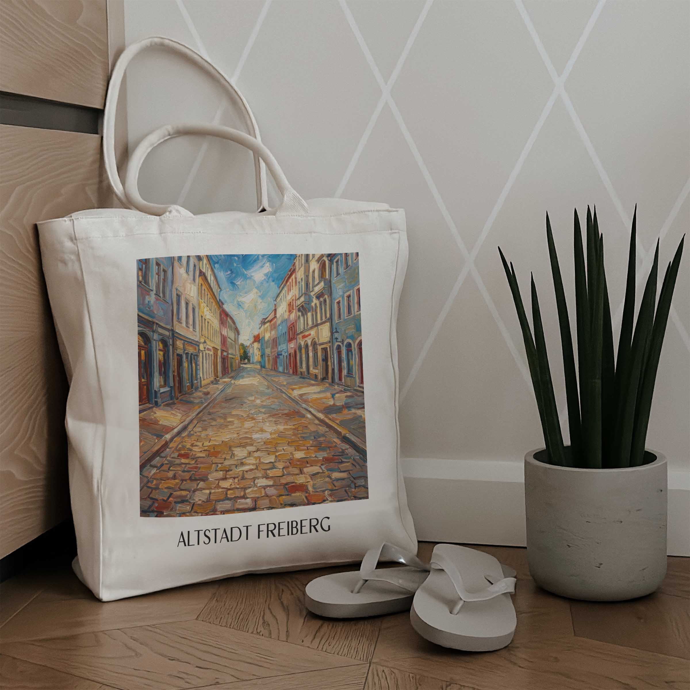 altstadt-freiberg-deutschland-einkaufstasche-oil-painting-oelgemaelde