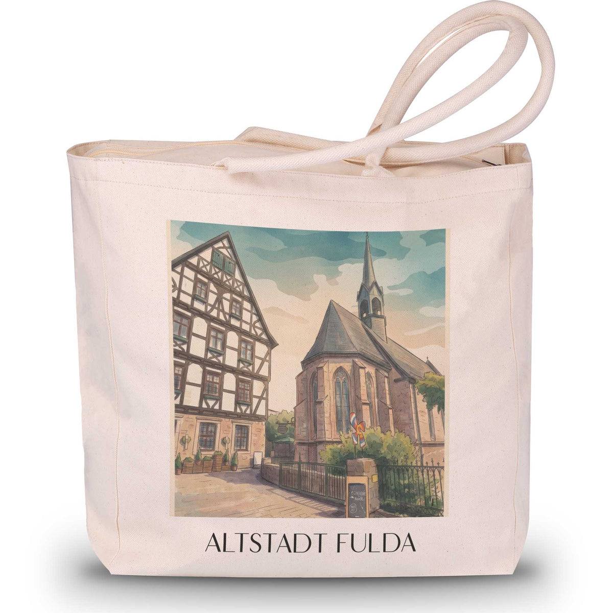 altstadt-fulda-deutschland-einkaufstasche-aquarell