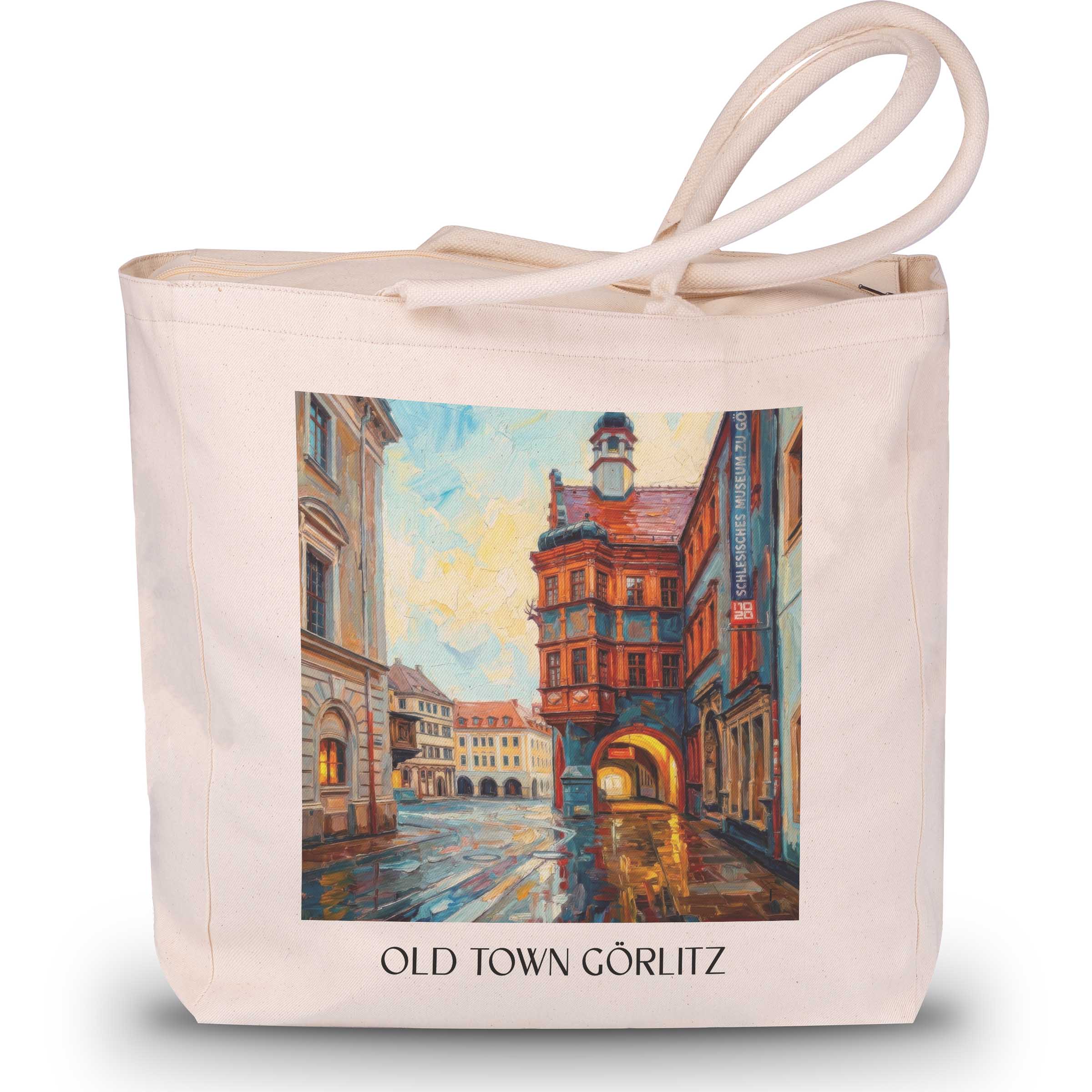 Altstadt Shopping Tasche - Görlitz - Deutschland Tote Bag - Einkaufstasche im Ölgemälde Stil - favplace