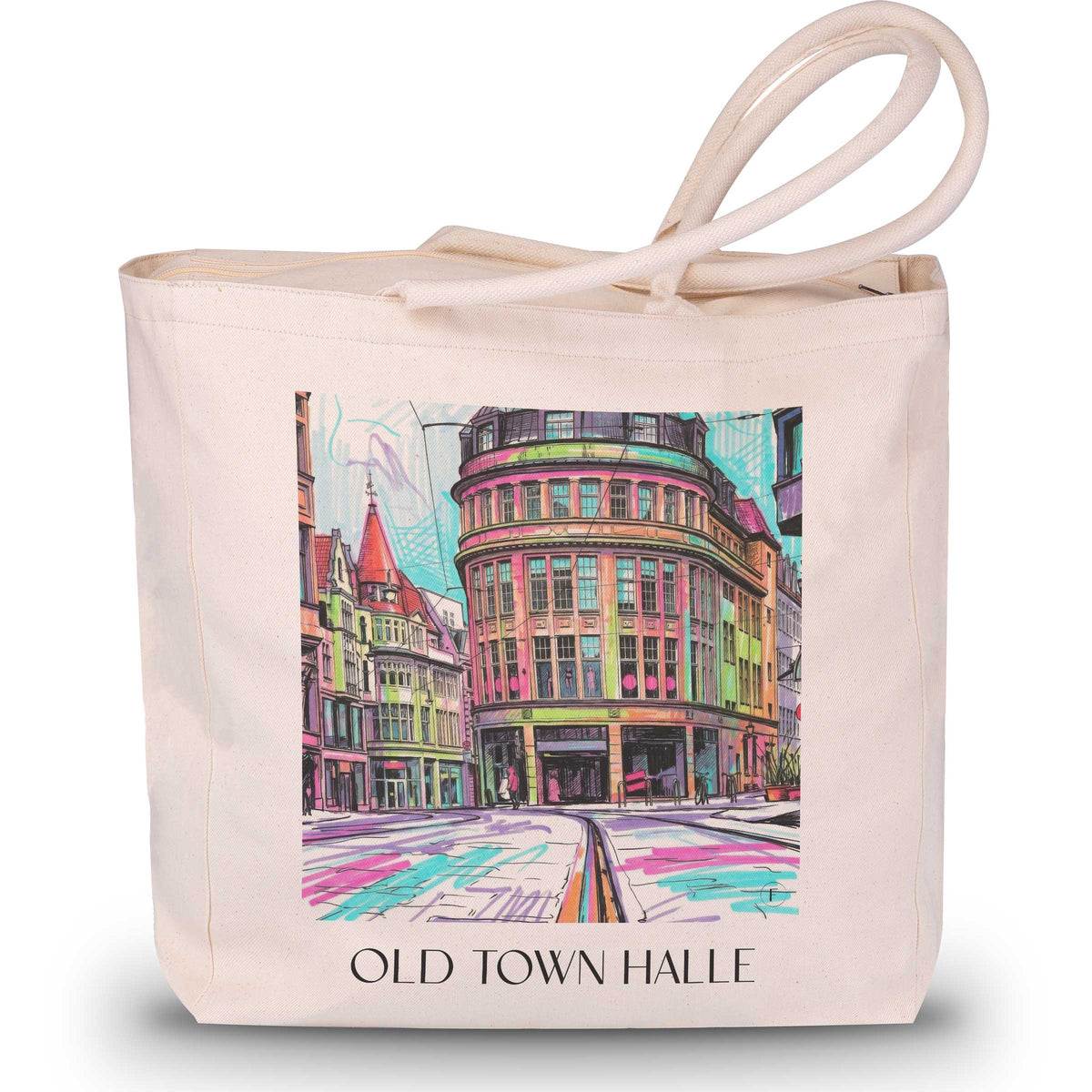 Altstadt Shopping Tasche - Halle - Deutschland Tote Bag - Einkaufstasche im Tag Graffiti Stil - favplace