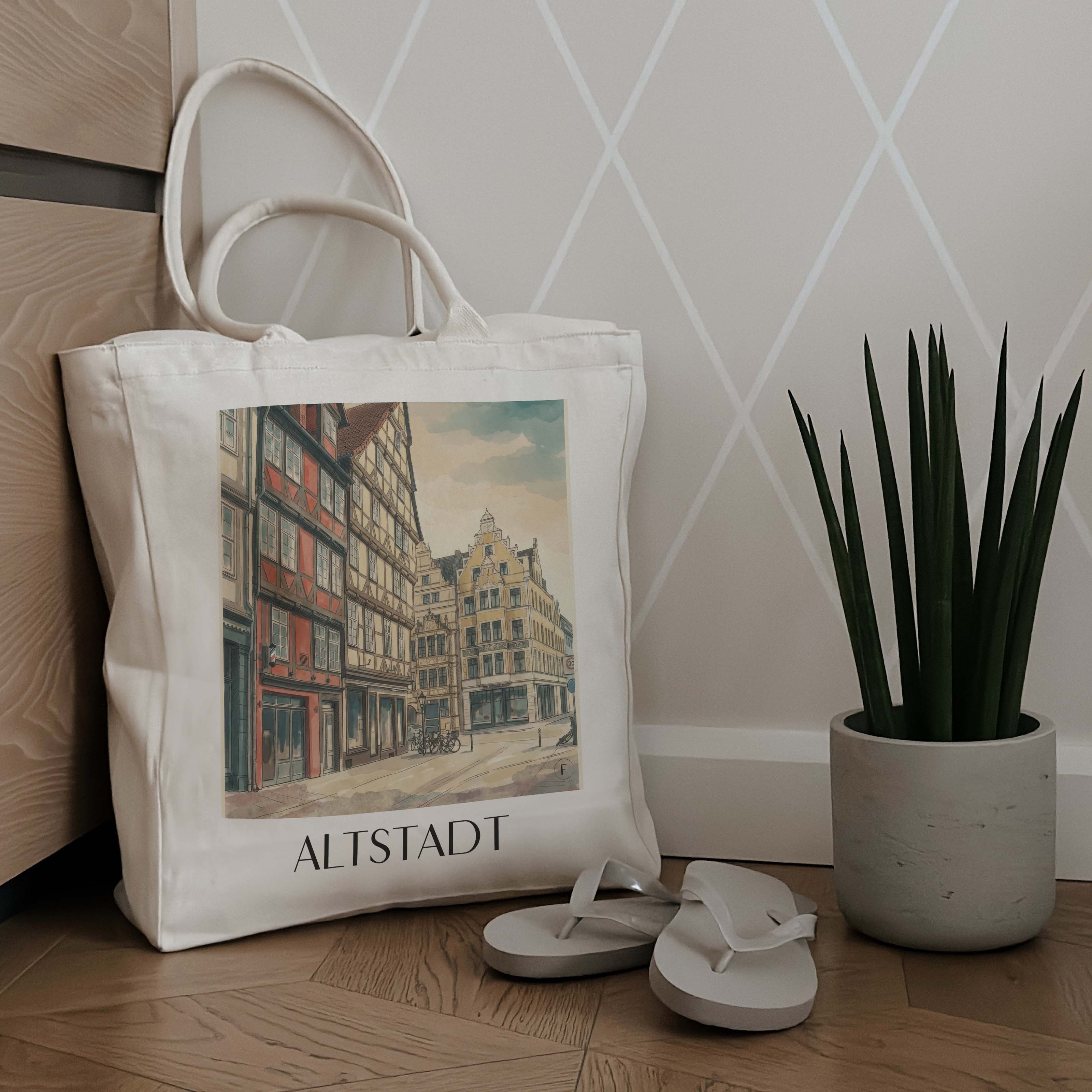 altstadt-hannover-deutschland-einkaufstasche-aquarell