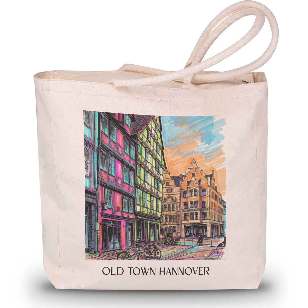 Altstadt Shopping Tasche - Hannover - Deutschland Tote Bag - Einkaufstasche im Tag Graffiti Stil - favplace