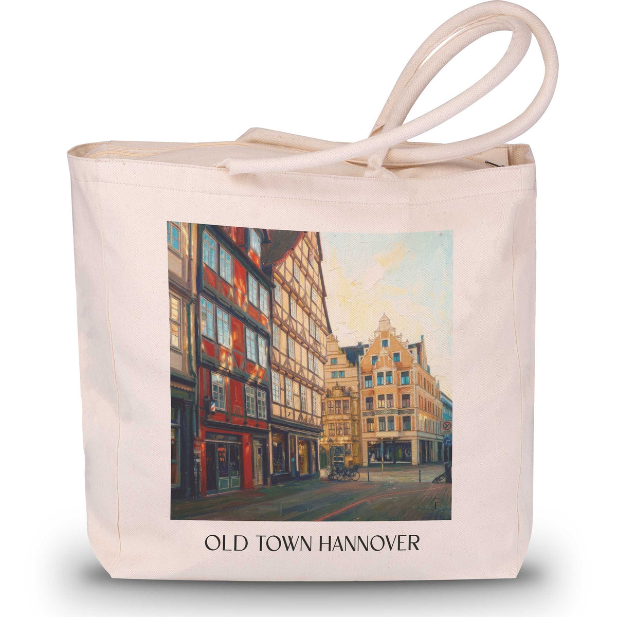 Altstadt Shopping Tasche - Hannover - Deutschland Tote Bag - Einkaufstasche im Ölgemälde Stil - favplace