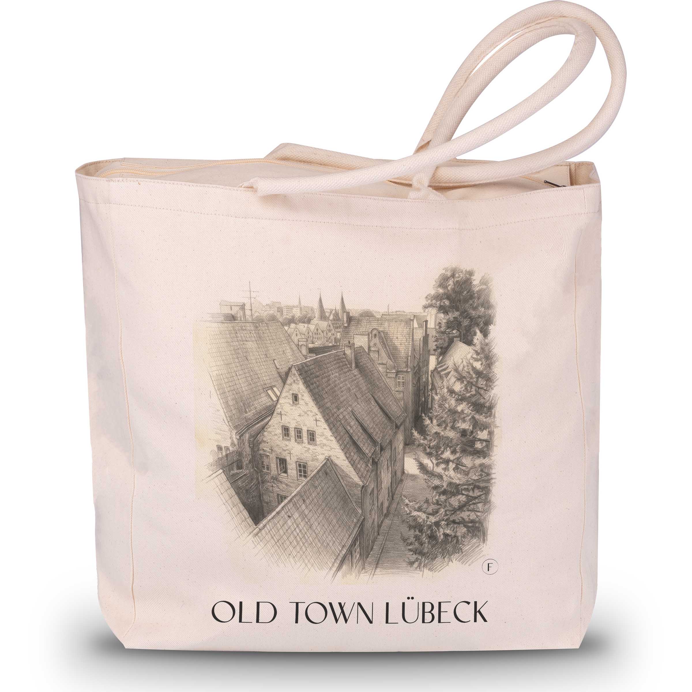 Altstadt Shopping Tasche - Lübeck - Deutschland Tote Bag - Einkaufstasche im Zeichnung Stil