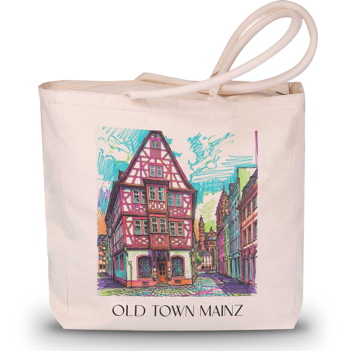 Altstadt Shopping Tasche - Mainz - Deutschland Tote Bag - Einkaufstasche im Tag Graffiti Stil - favplace