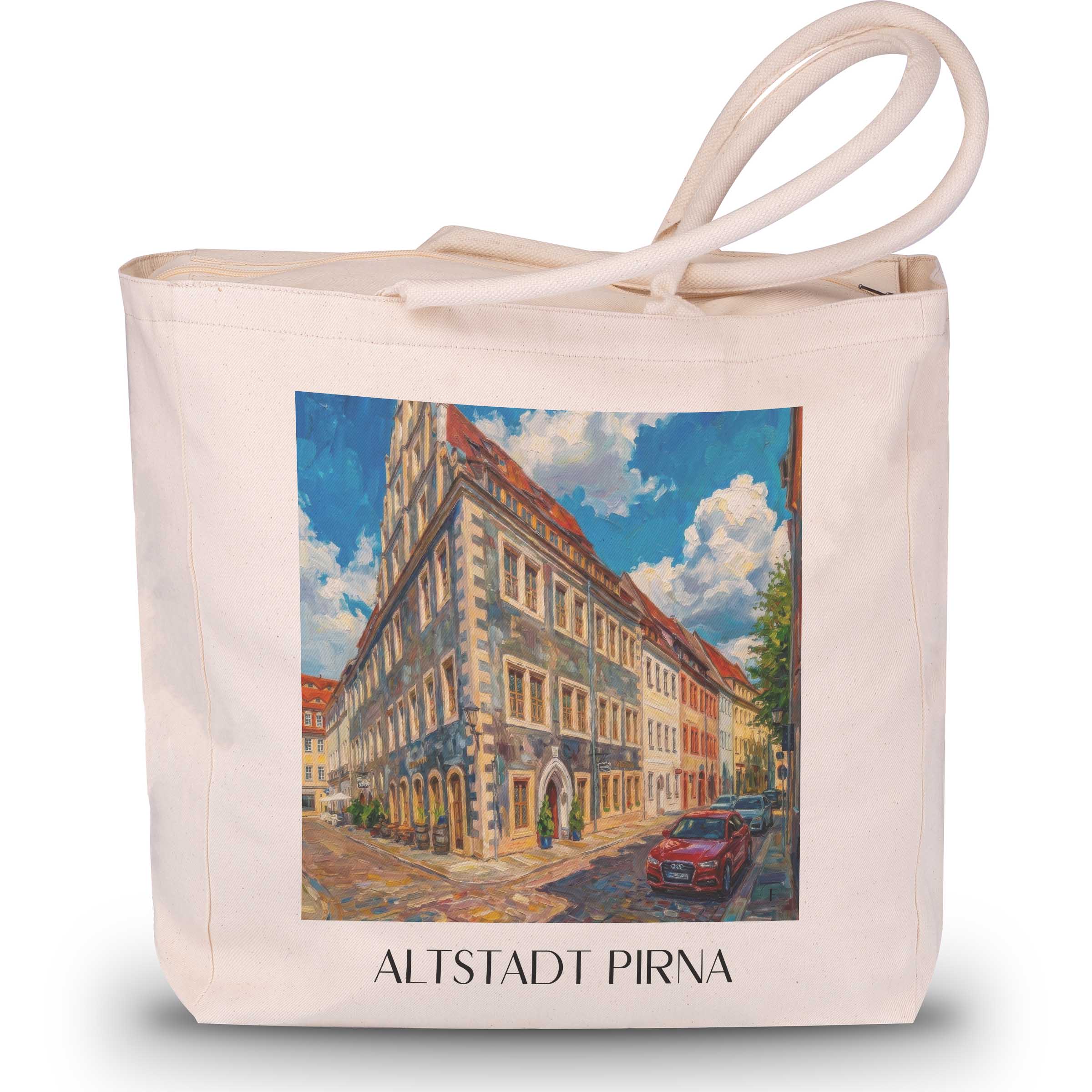 altstadt-pirna-deutschland-einkaufstasche-oil-painting-oelgemaelde