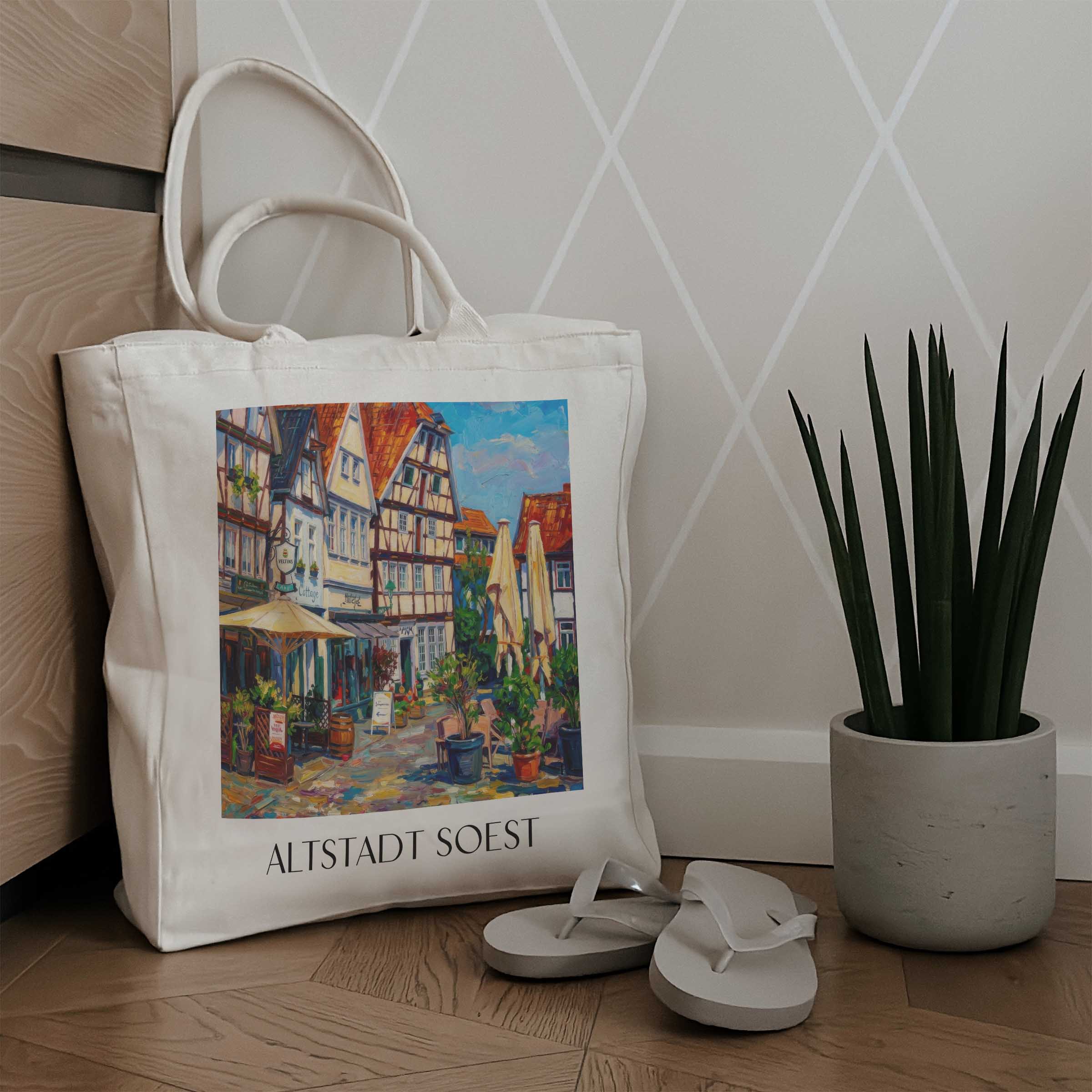 altstadt-soest-deutschland-einkaufstasche-oil-painting-oelgemaelde