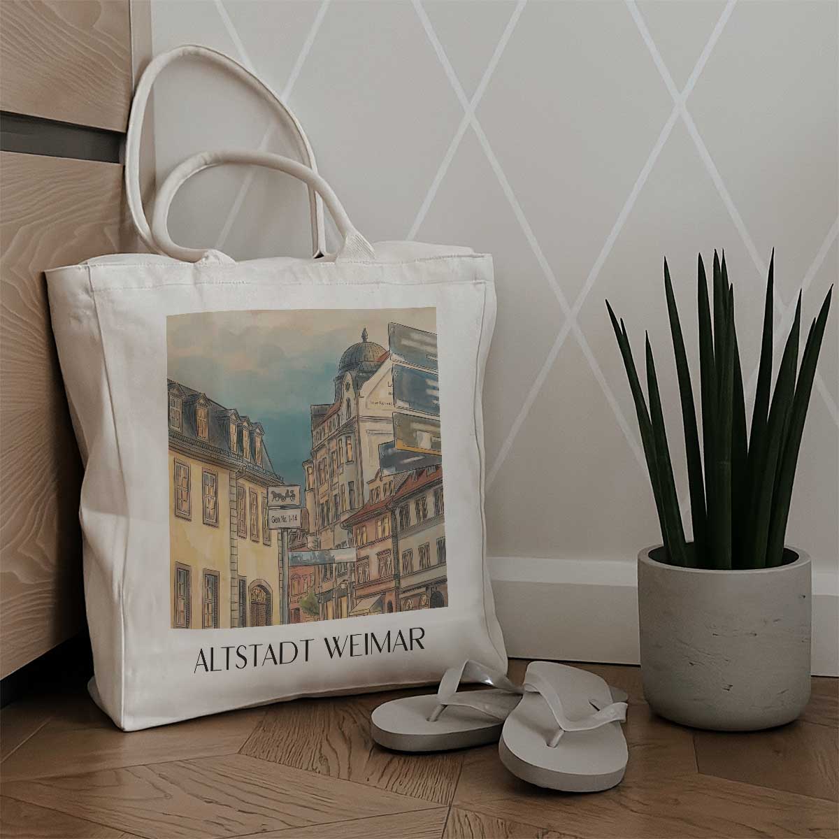 altstadt-weimar-deutschland-einkaufstasche-aquarell