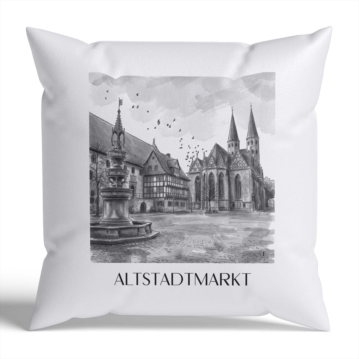 altstadtmarkt-braunschweig-deutschland-kissenbezug-aquarell-schwarz-weiss