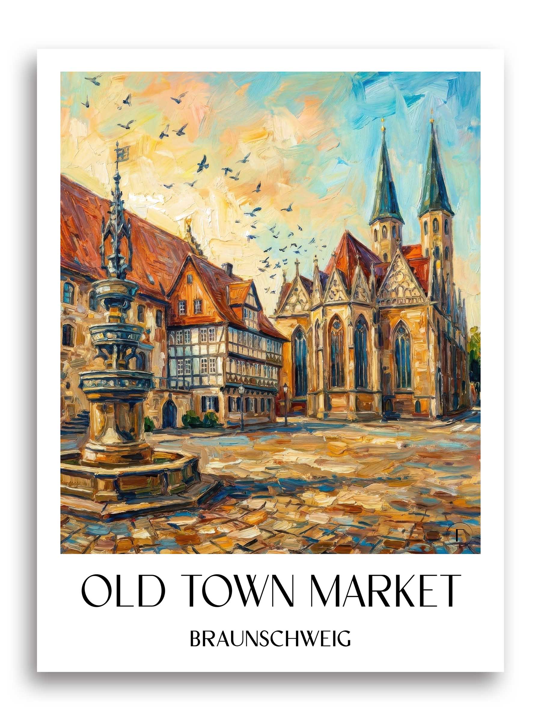 Altstadtmarkt Poster - Braunschweig - Deutschland Kunstdruck - Ölgemälde von A4 bis A1 - favplace