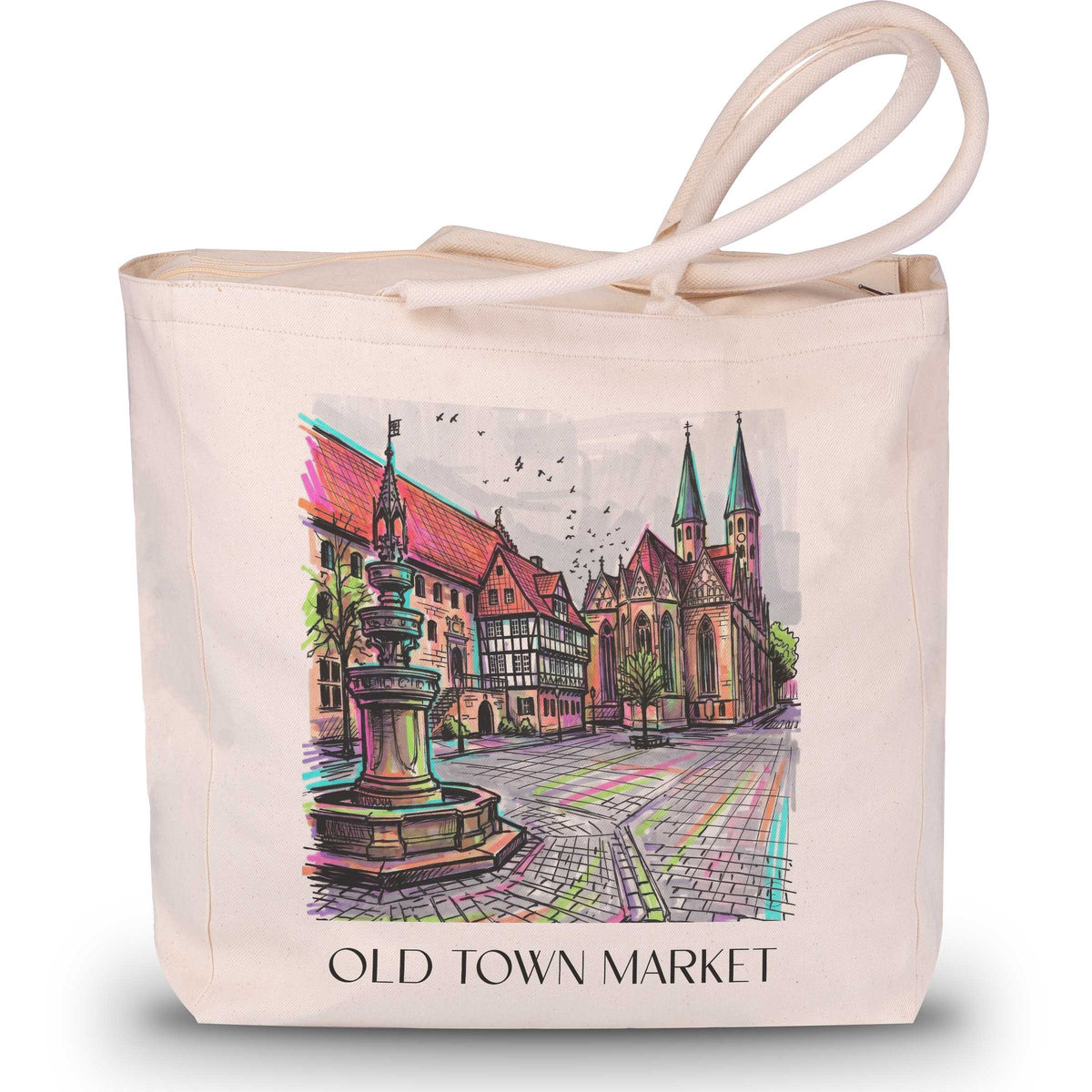 Altstadtmarkt Shopping Tasche - Braunschweig - Deutschland Tote Bag - Einkaufstasche im Tag Graffiti Stil - favplace