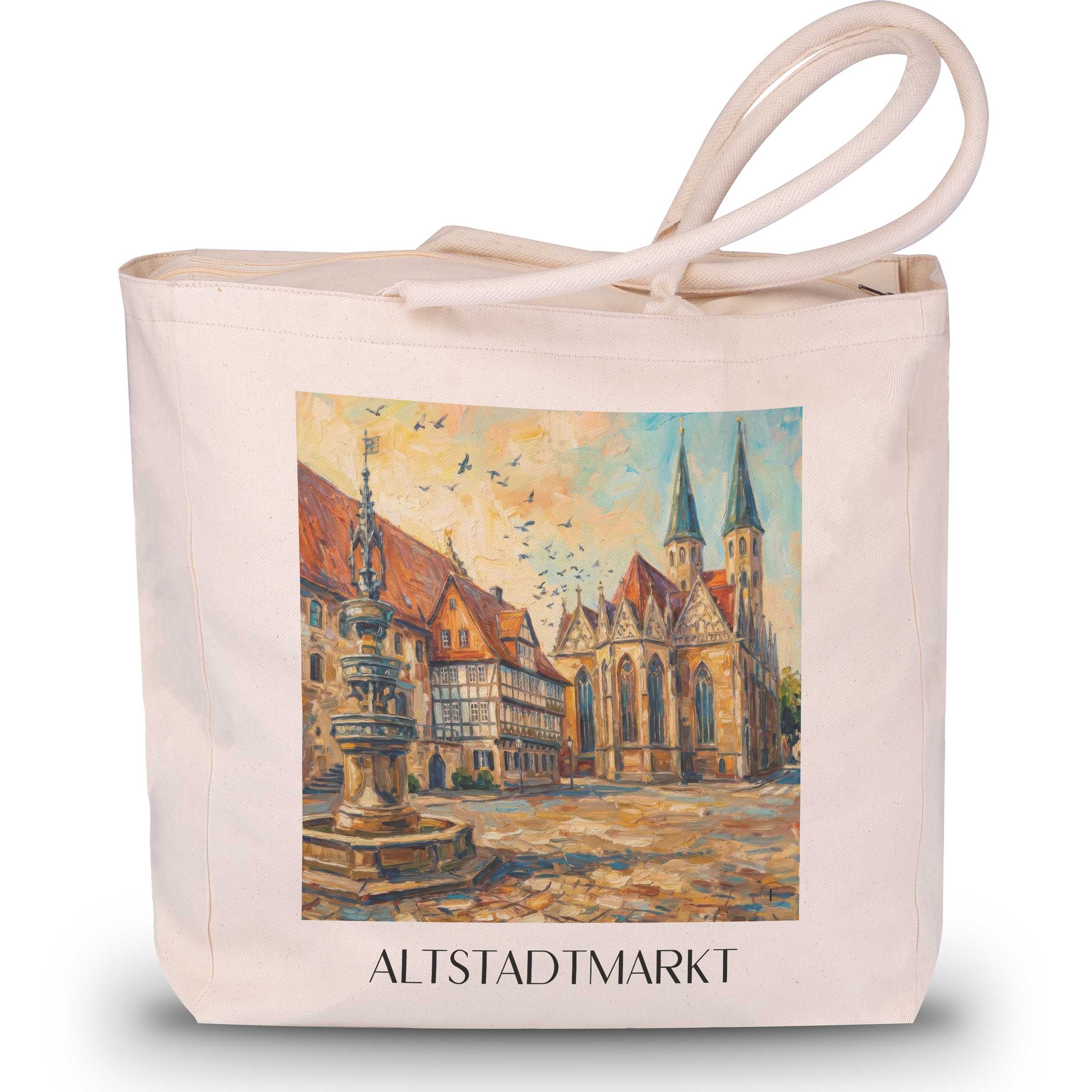 altstadtmarkt-braunschweig-deutschland-einkaufstasche-oil-painting-oelgemaelde