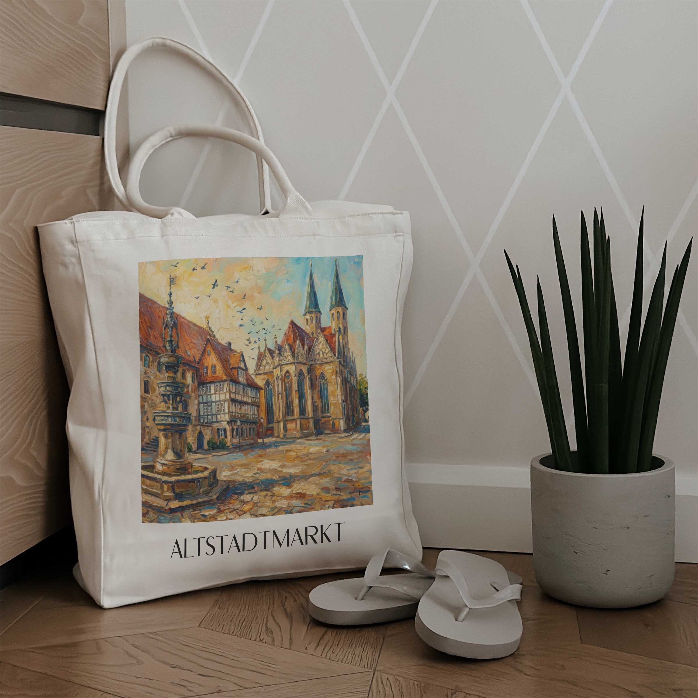 altstadtmarkt-braunschweig-deutschland-einkaufstasche-oil-painting-oelgemaelde