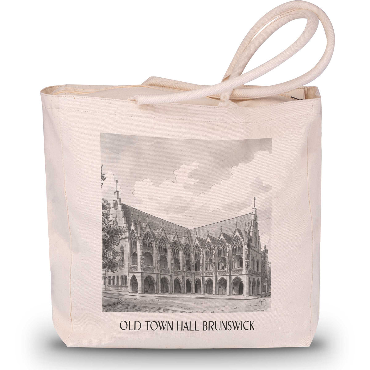 Altstadtrathaus Shopping Tasche - Braunschweig - Deutschland Tote Bag - Einkaufstasche im Aquarell Schwarz-Weiß Stil - favplace