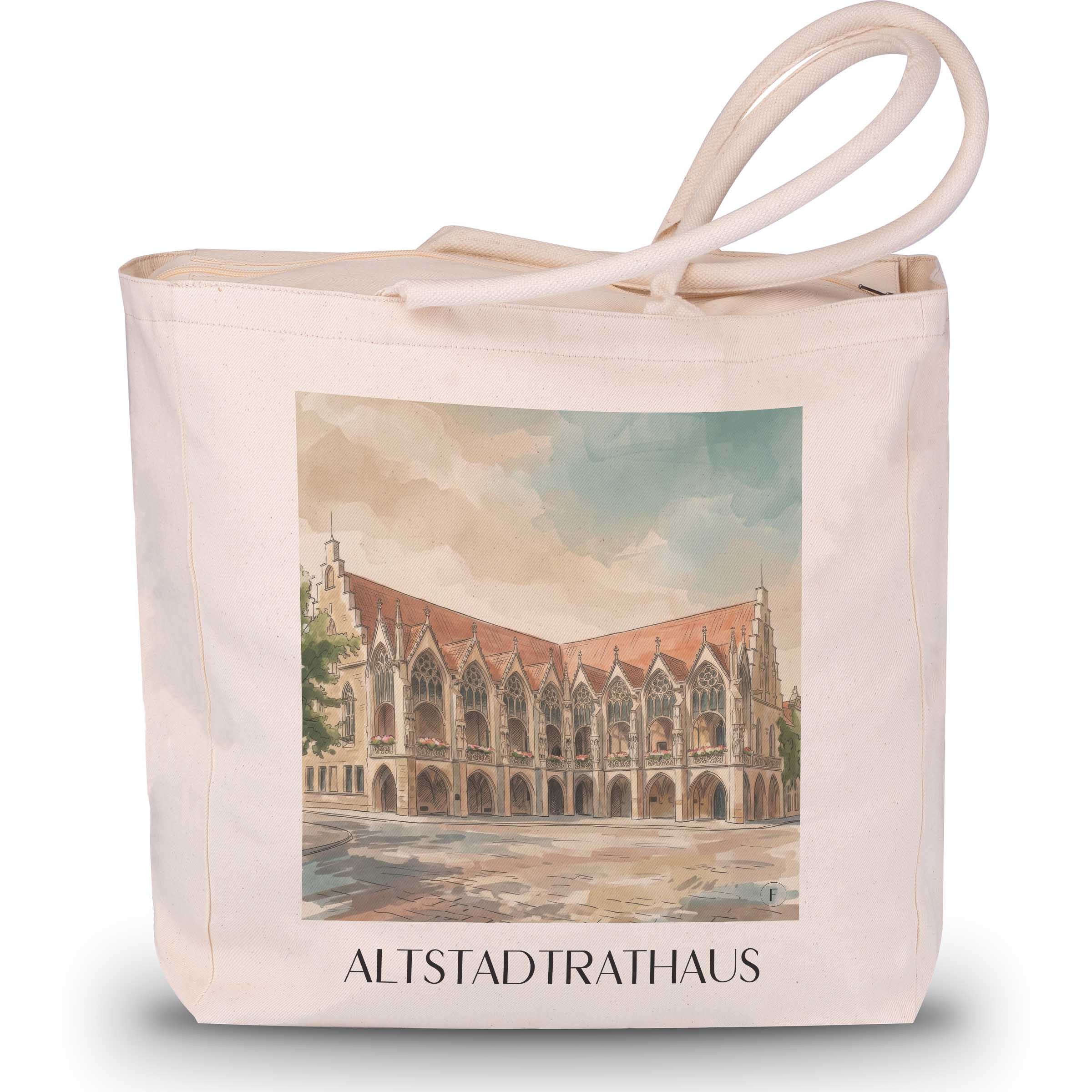 altstadtrathaus-braunschweig-deutschland-einkaufstasche-aquarell