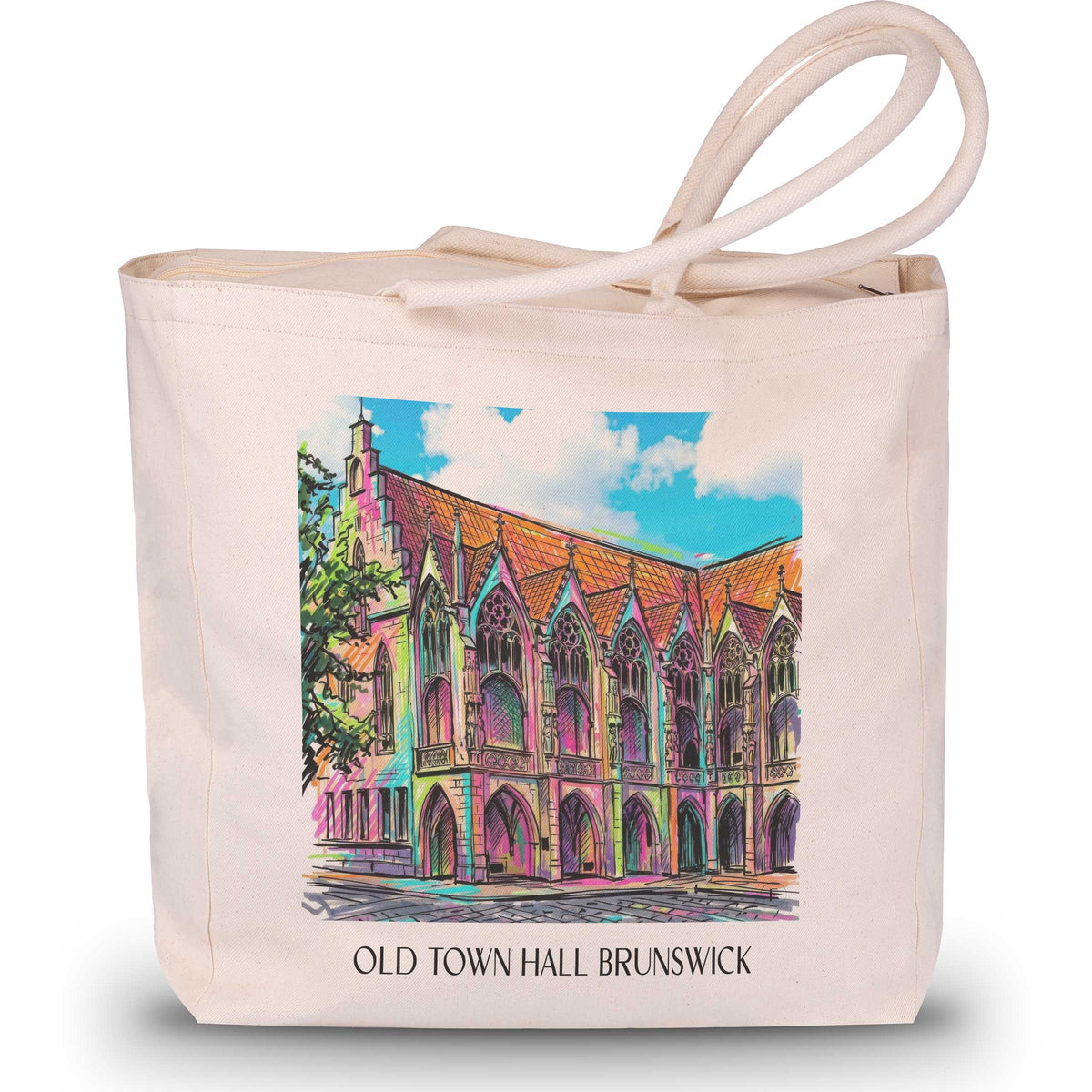 Altstadtrathaus Shopping Tasche - Braunschweig - Deutschland Tote Bag - Einkaufstasche im Tag Graffiti Stil - favplace