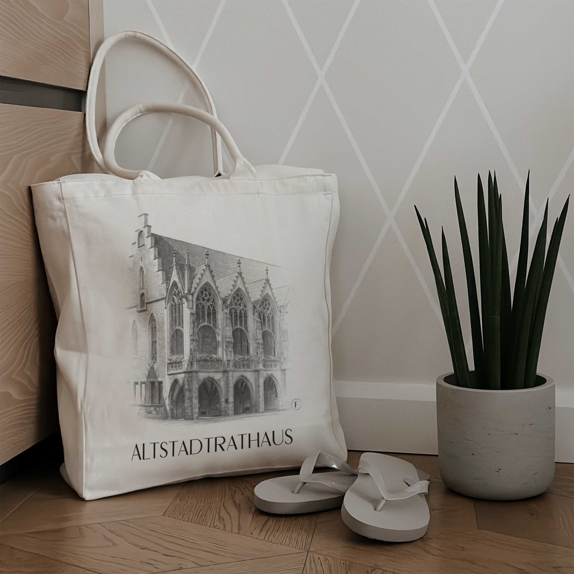 altstadtrathaus-braunschweig-deutschland-einkaufstasche-bleistift-zeichnung-drawing