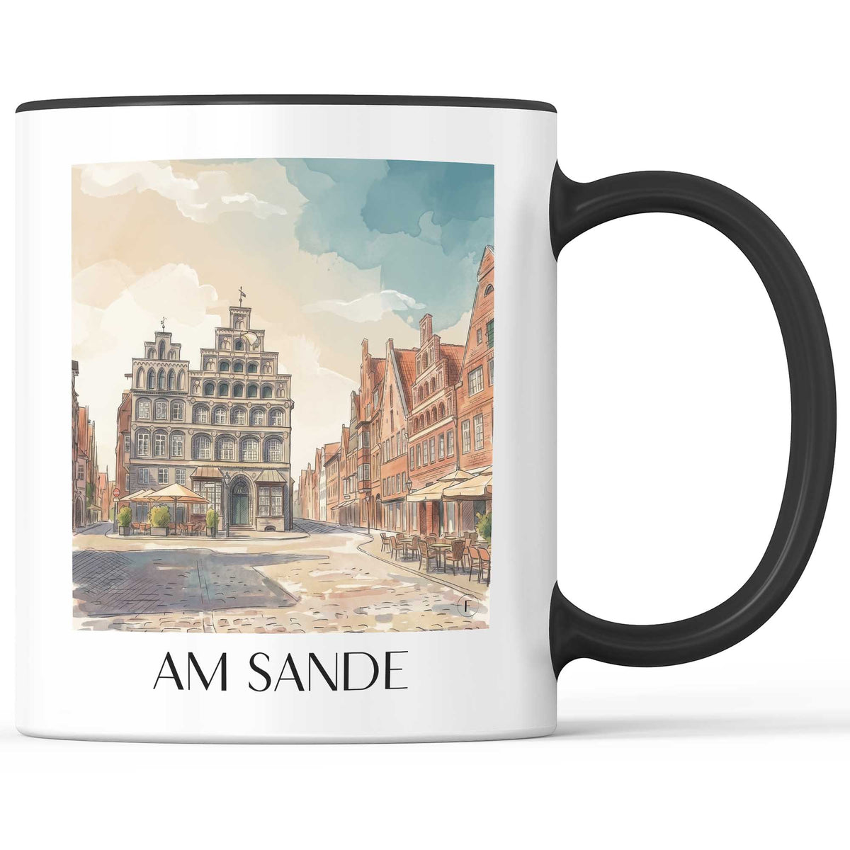 am-sande-lüneburg-deutschland-kaffeebecher-aquarell