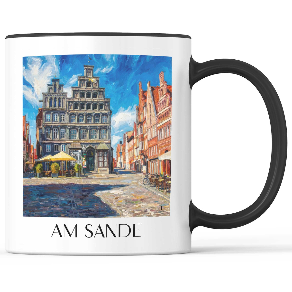 Am Sande Kaffeebecher - Lüneburg - Deutschland Becher - Kaffeetasse im Ölgemälde Stil - favplace