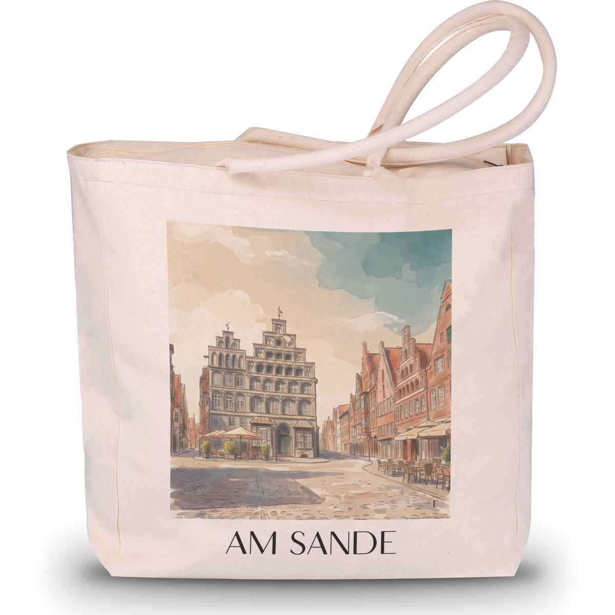 am-sande-lüneburg-deutschland-einkaufstasche-aquarell