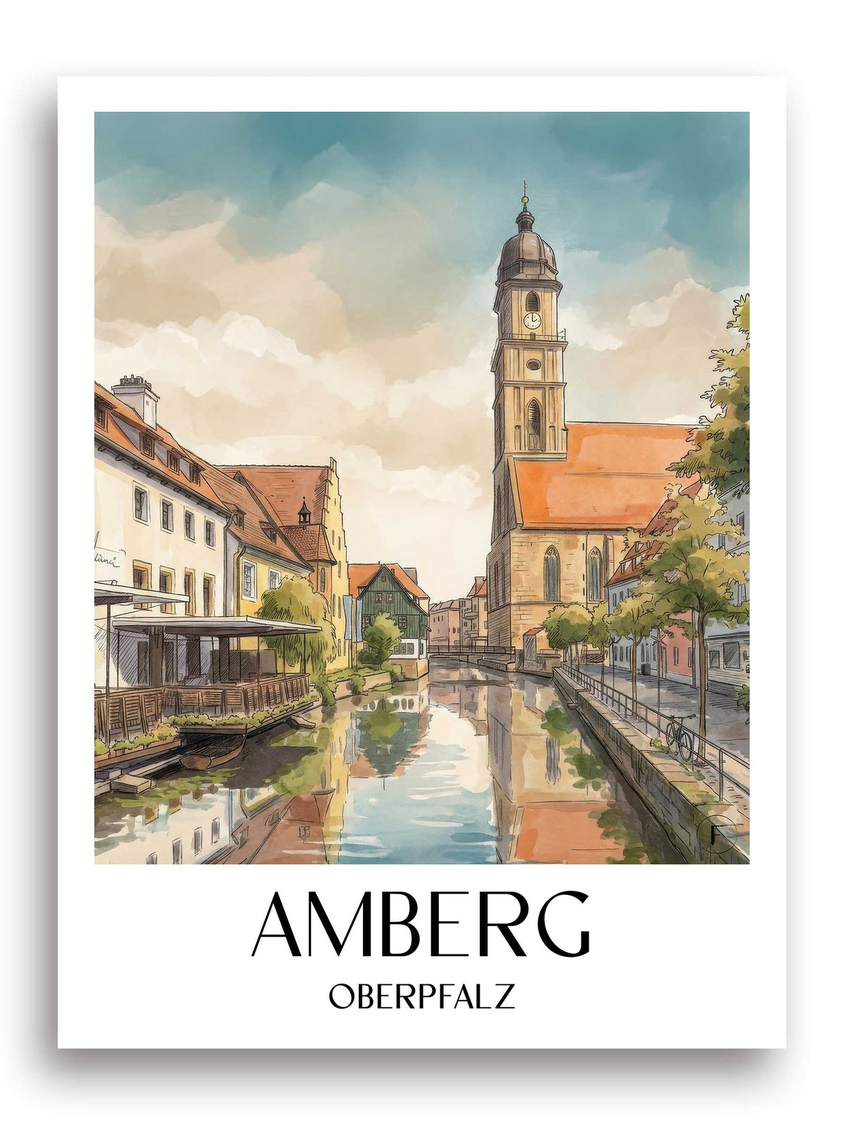 amberg-oberpfalz-deutschland-poster-aquarell