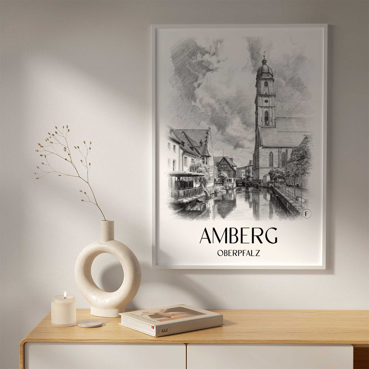 amberg-oberpfalz-deutschland-poster-bleistift-zeichnung-drawing