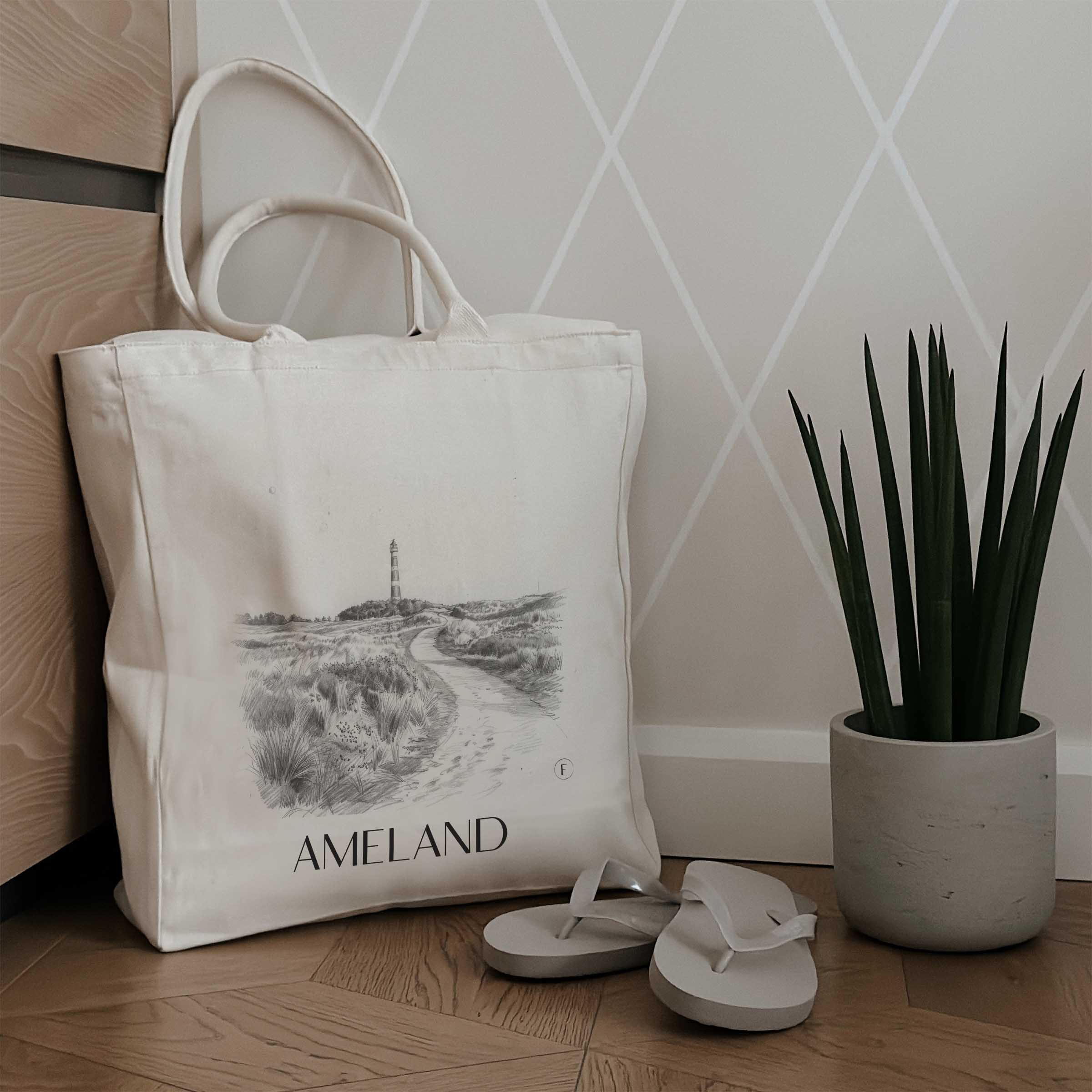 ameland-niederlande-einkaufstasche-bleistift-zeichnung-drawing