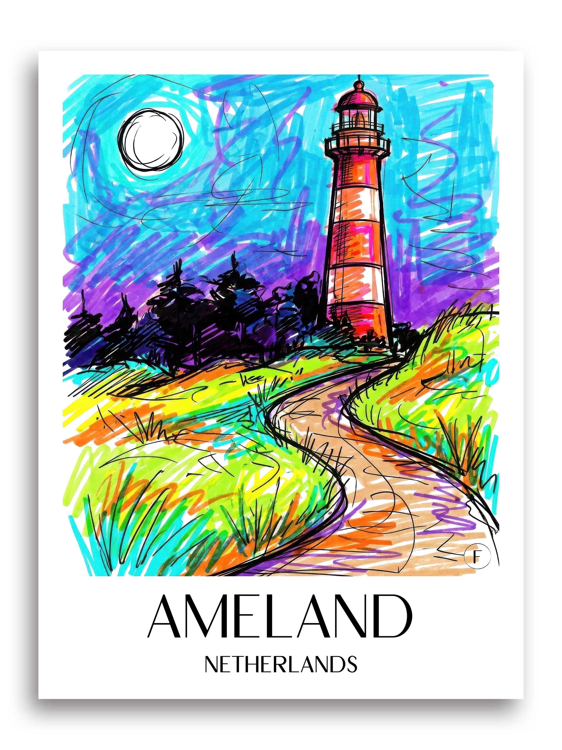 Ameland Poster - - Niederlande Kunstdruck - Tag Graffiti von A4 bis A1 - favplace