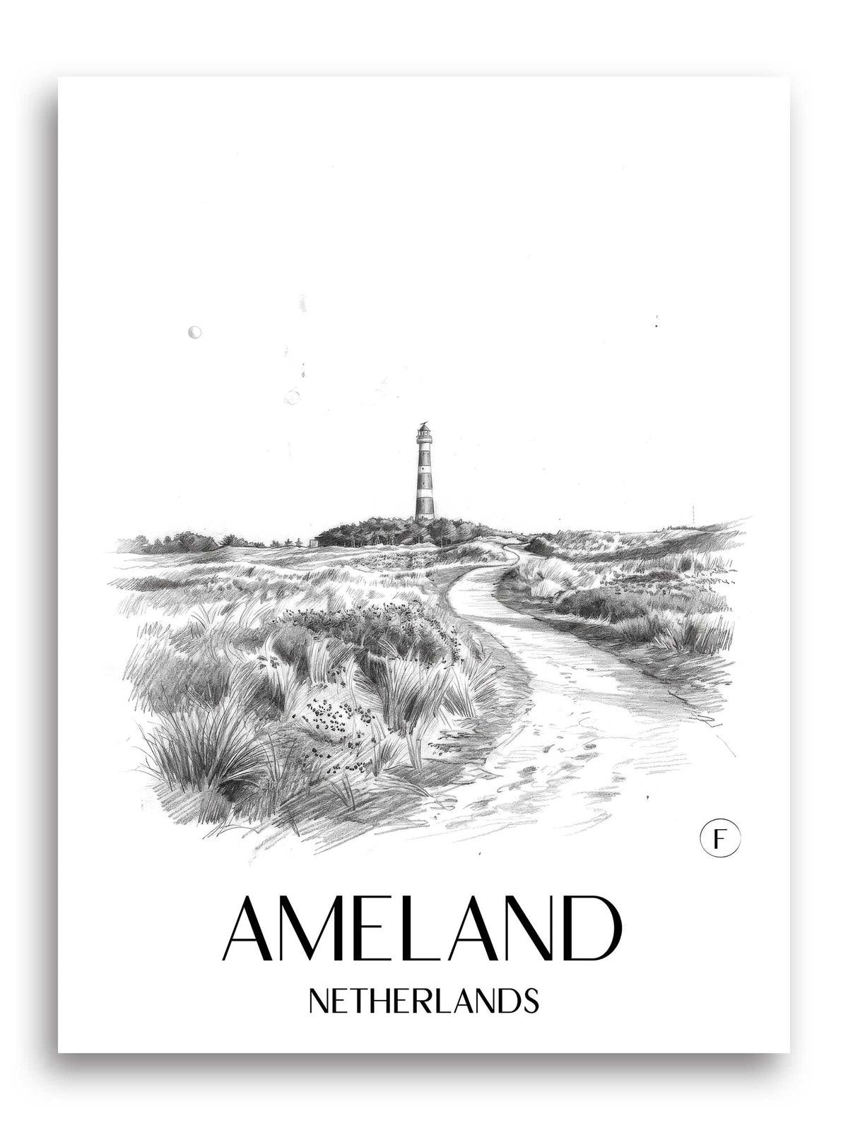 Ameland Poster - - Niederlande Kunstdruck - Zeichnung von A4 bis A1 - favplace