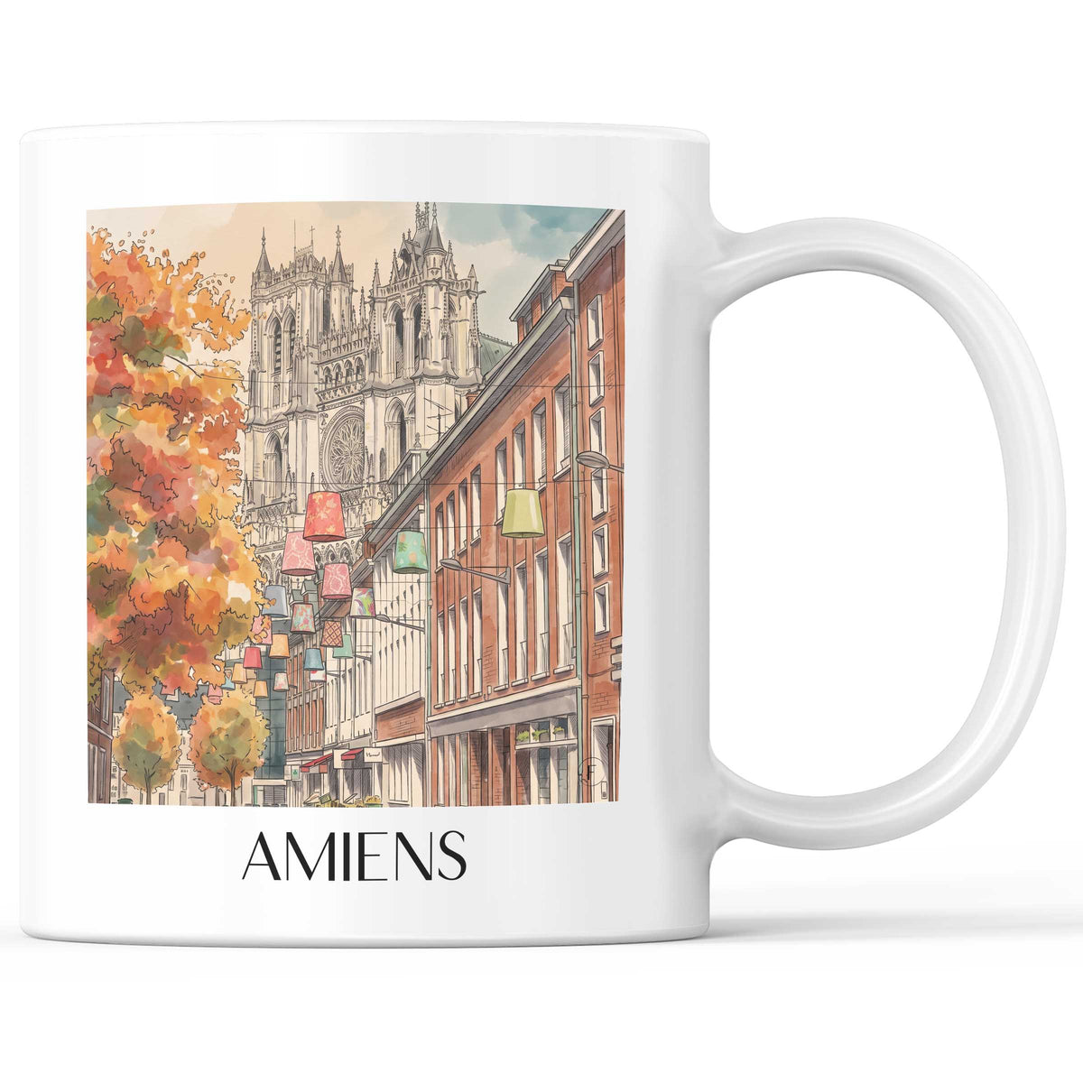 Amiens Kaffeebecher - Somme - Frankreich Becher - Kaffeetasse im Aquarell Stil - favplace